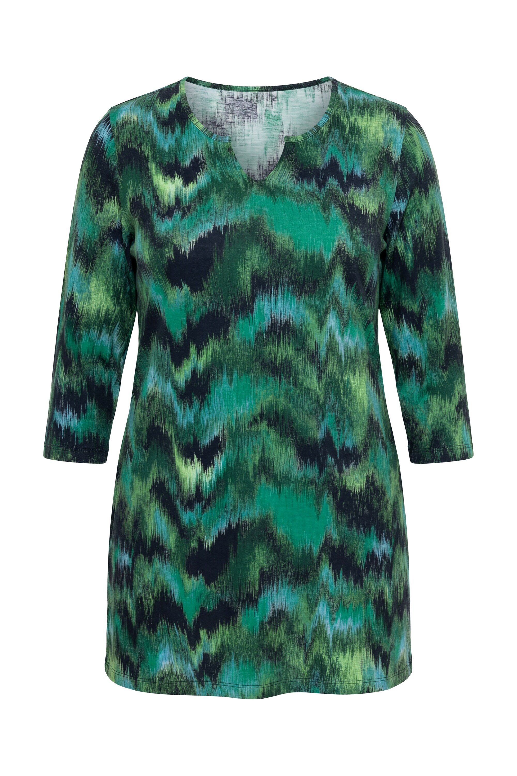 Ulla Popken Longshirt Longshirt Batikmuster Tunika-Ausschnitt 3/4-Arm – Bild 2 von 4