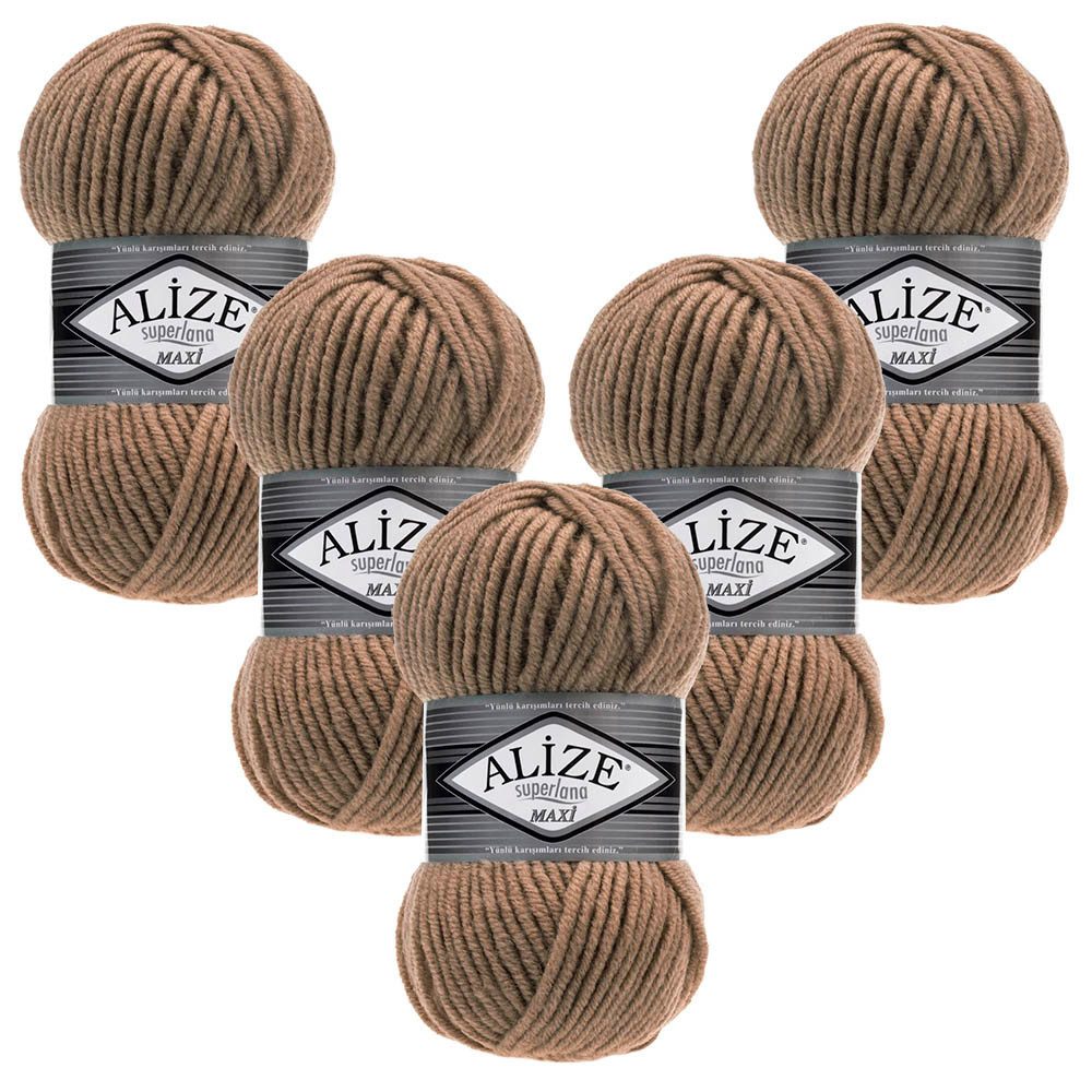 Alize 5 x ALIZE Superlana Maxi Häkelwolle, 100 m, Yarn,Handstrickgarn,Garn,Stickgarn