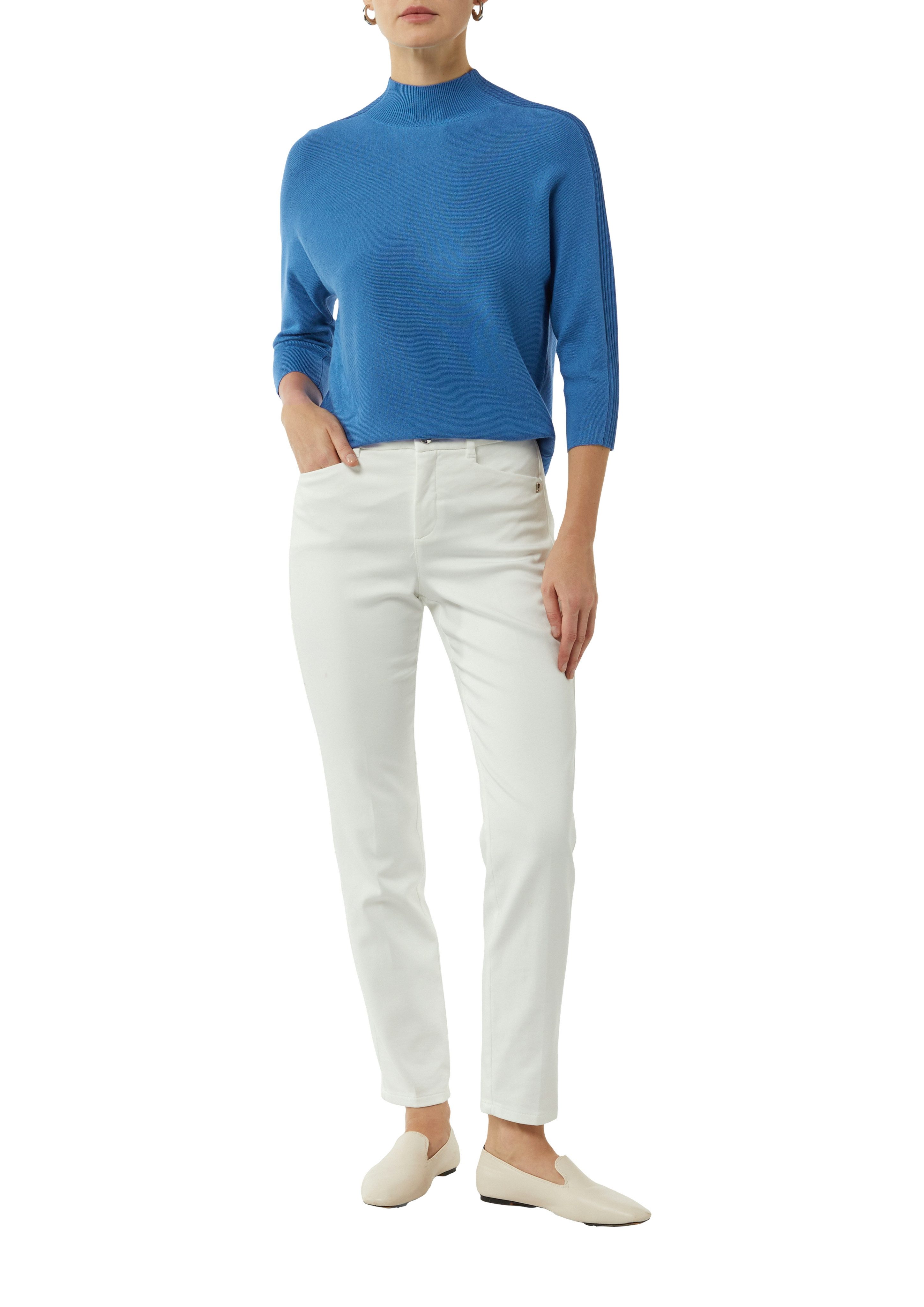 comma Strickpullover mit 3/4 Arm und hohem Stehkragen günstig online kaufen