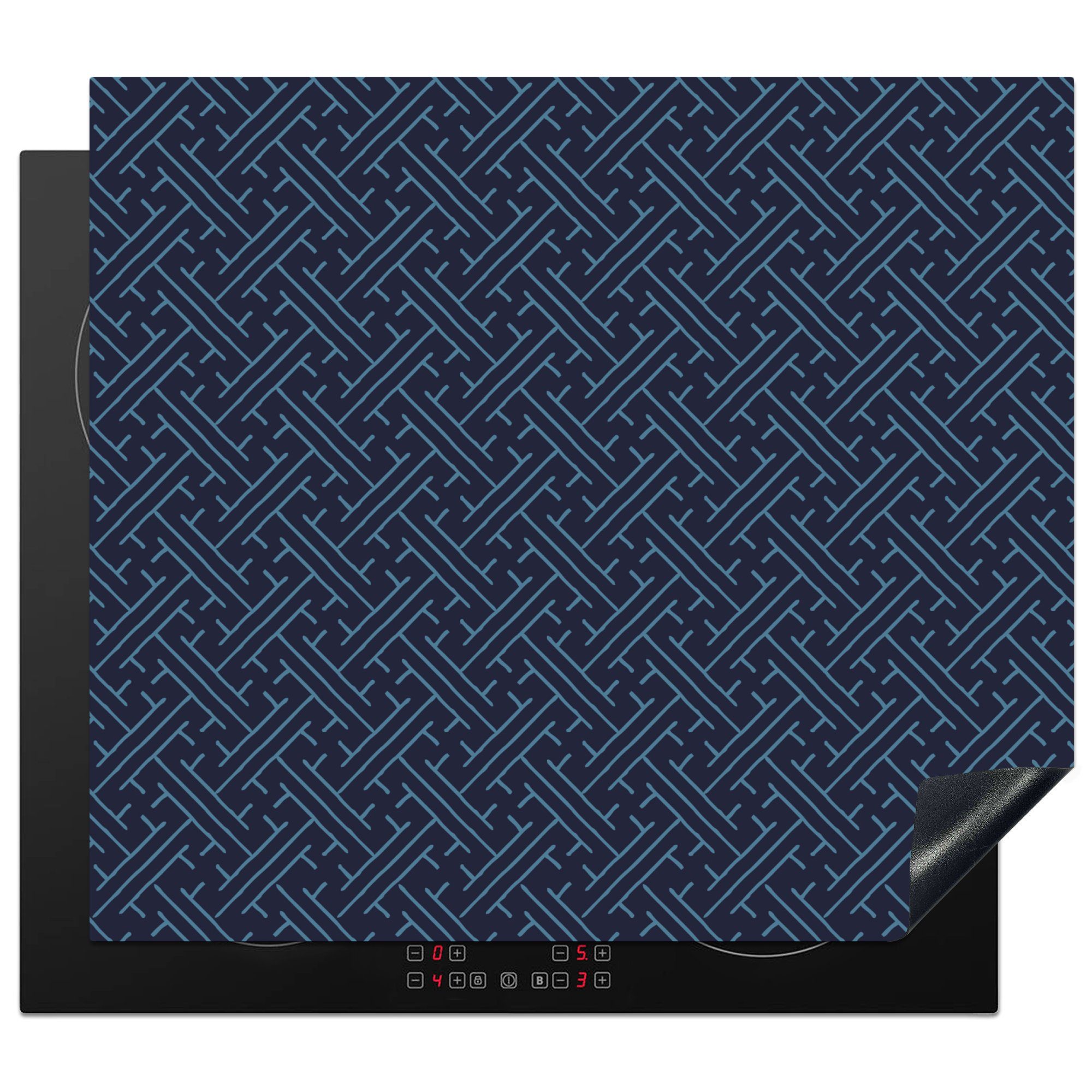 MuchoWow Herdblende-/Abdeckplatte Japanisch - Muster - Geometrie, Vinyl, (1 tlg), 60x52 cm, Mobile Arbeitsfläche nutzbar, Ceranfeldabdeckung