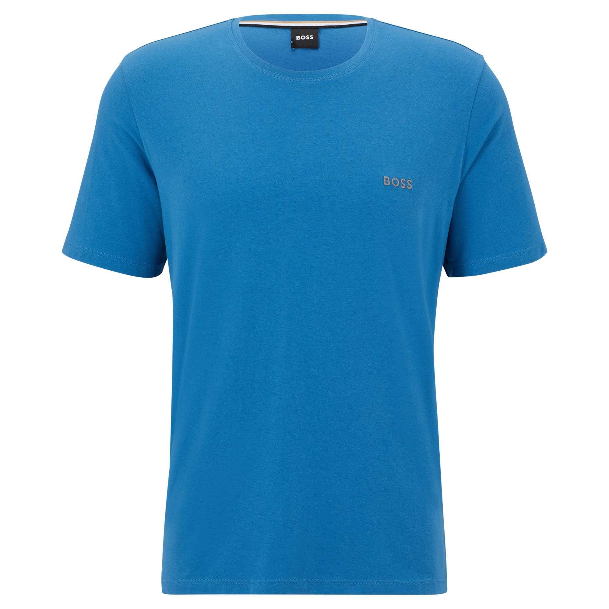 T-Shirt & - Baumwolle Match, T-Shirt (Medium Herren Blue) Blau BOSS Rundhals, Mix