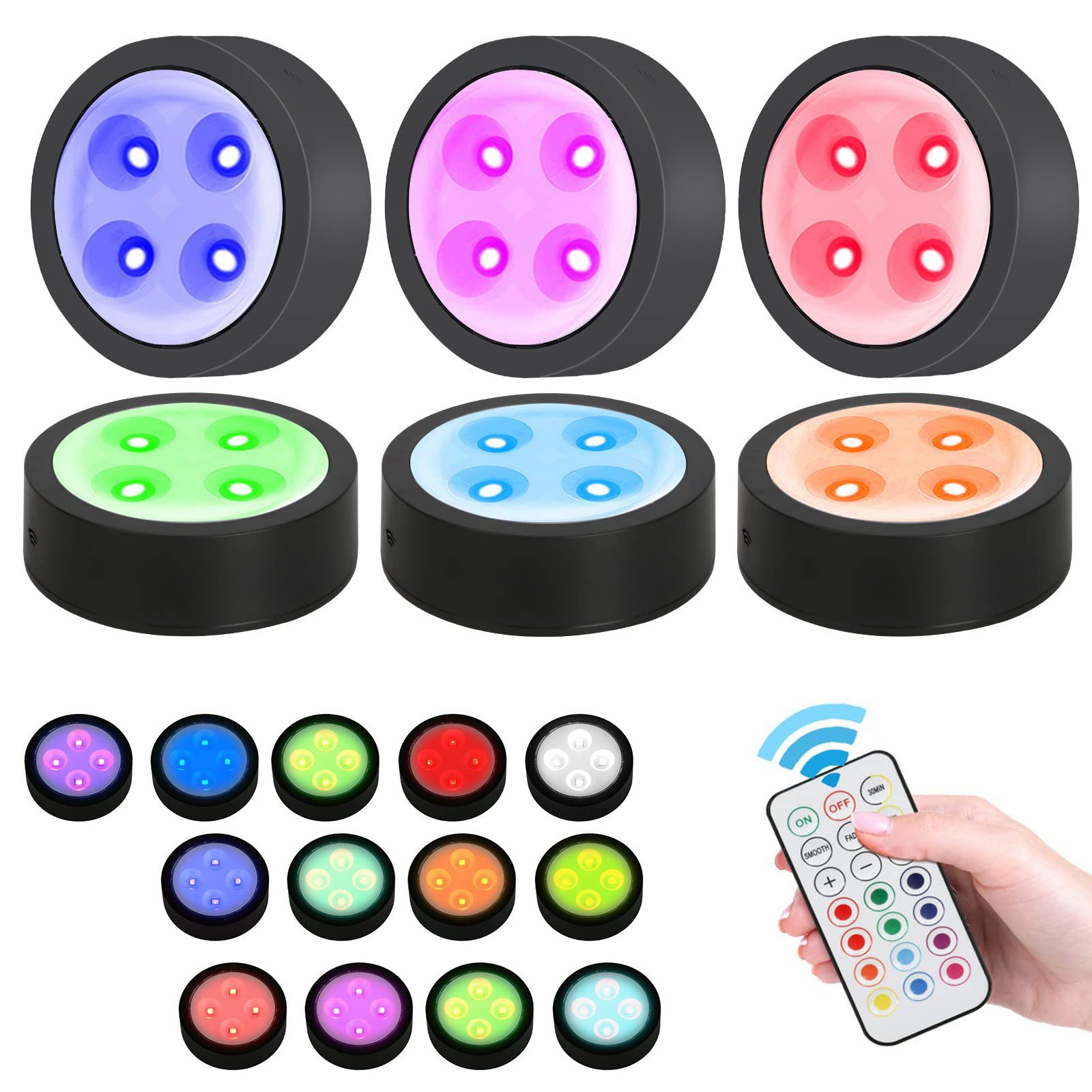 Sunicol LED Unterbauleuchte RGB Schrank Nachtlicht mit Fernsteuerung, 13 Fa günstig online kaufen