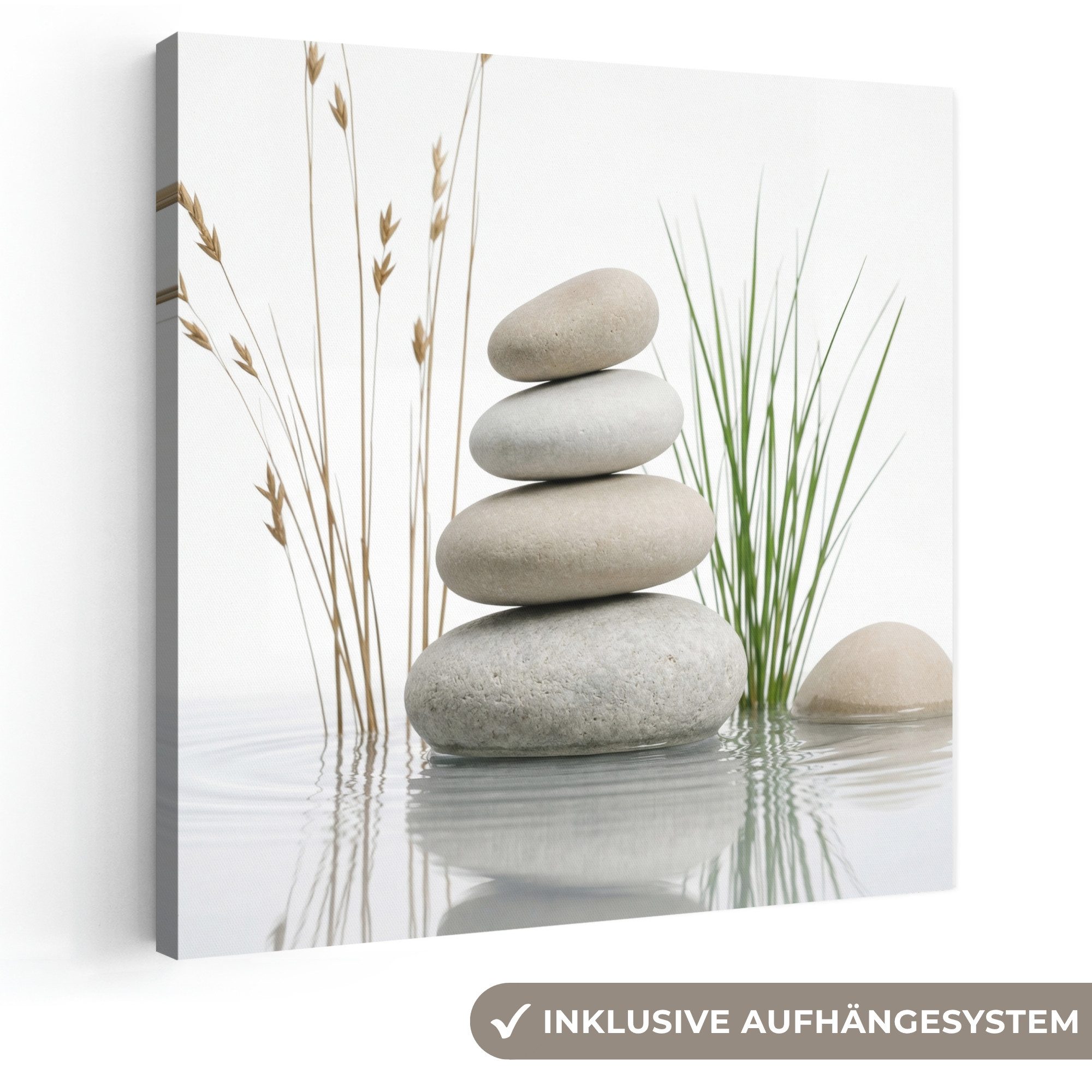 OneMillionCanvasses® Leinwandbild Steine - Gelassenheit - Grau, Fotodruck (1 St), Wandbild, Deko Schlafzimmer Wohnzimmer Flur 20x20 cm