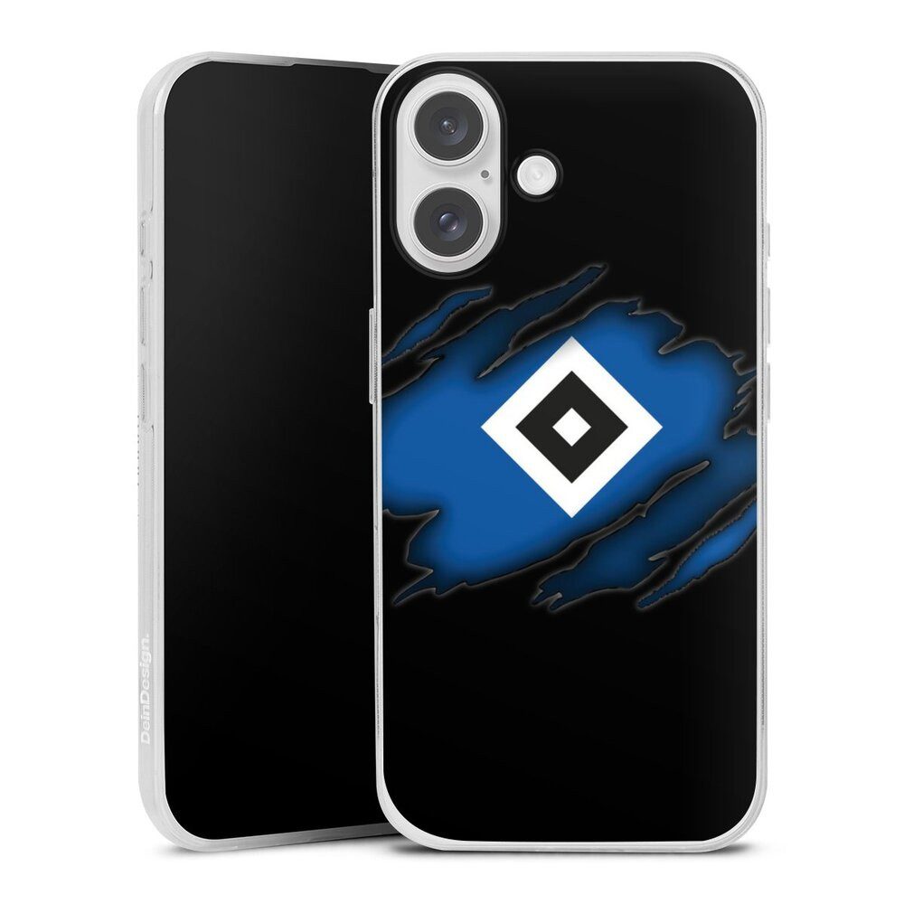 DeinDesign Handyhülle Hamburger SV HSV Offizielles Lizenzprodukt HSV Scratch, Apple iPhone 16 Slim Case Silikon Hülle Ultra Dünn Schutzhülle