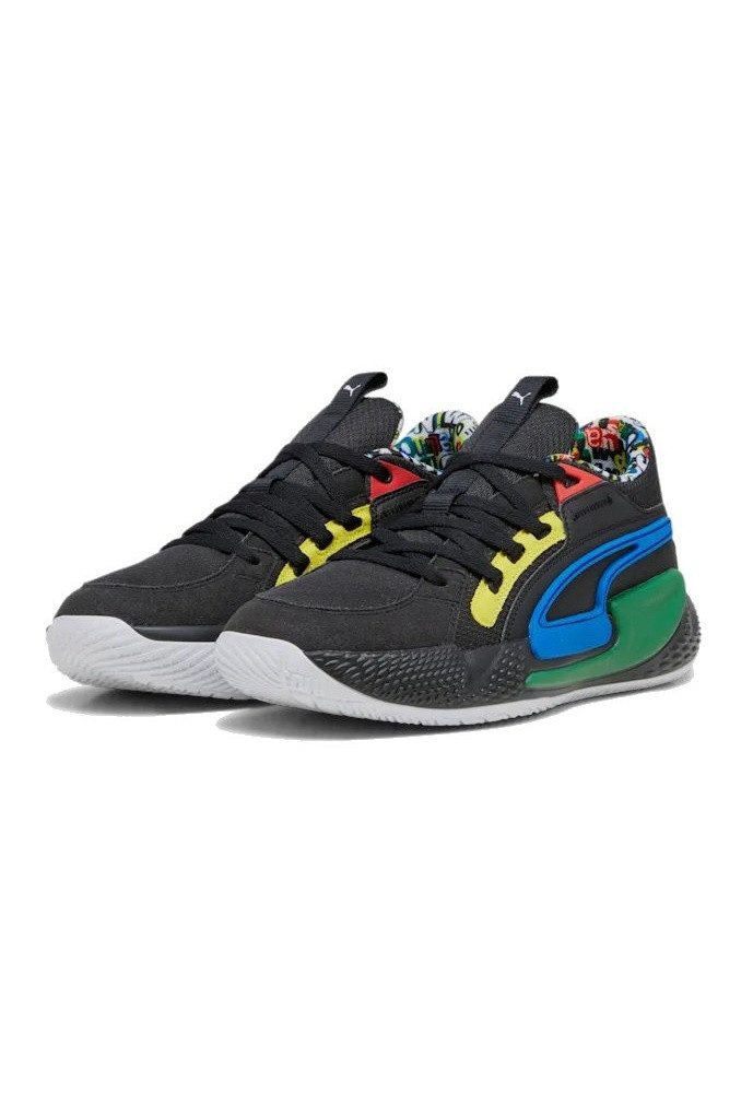 PUMA Hallen-Indoorschuhe Court Rider Chaos schwarz/bunt Herren Badmintonschuh
