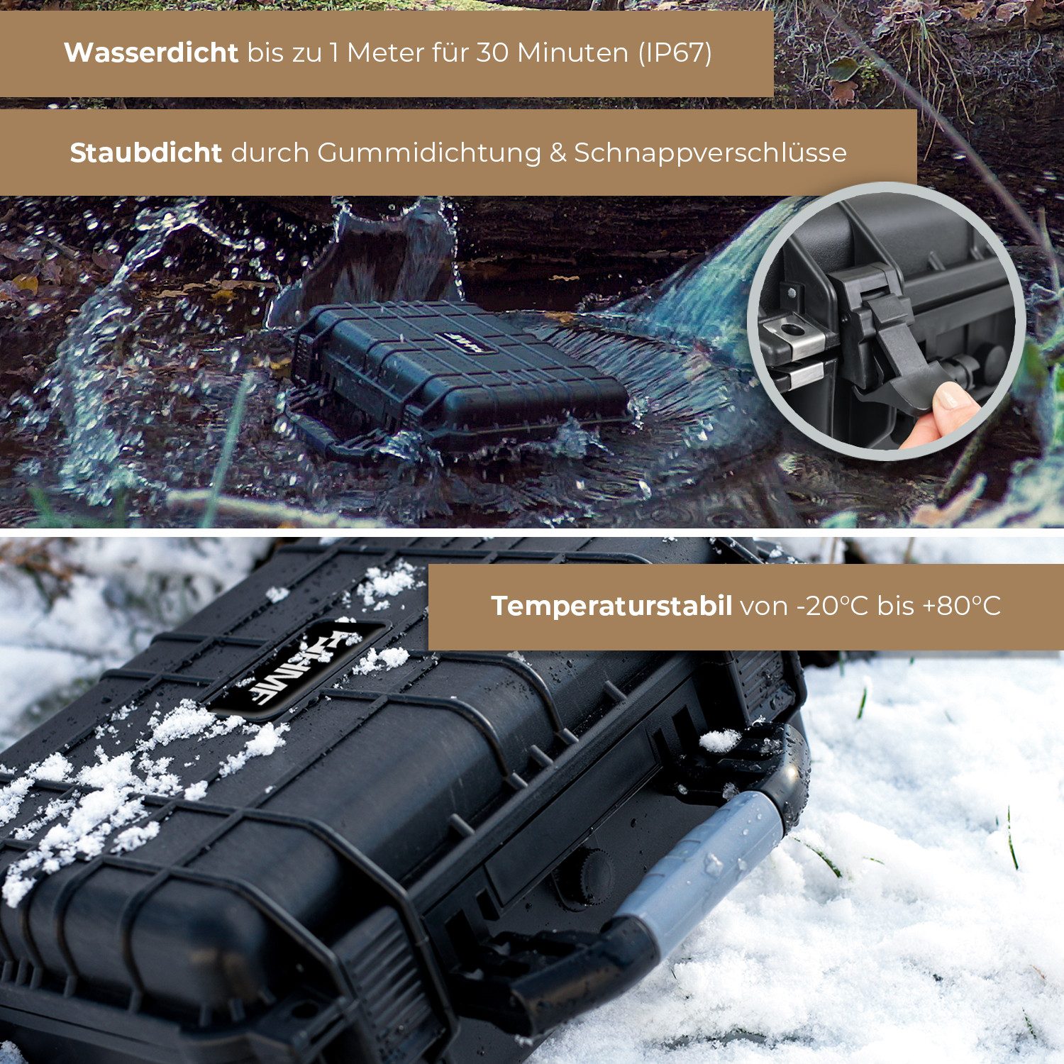 HMF Werkzeugkoffer ODK100 Outdoorkoffer mit Druckausgleichsventil und Rasterschaumstoff, Outdoor-Koffer wasserdicht und staubdicht, 41 x 32 x 17,5 cm, schwarz – Bild 4 von 5