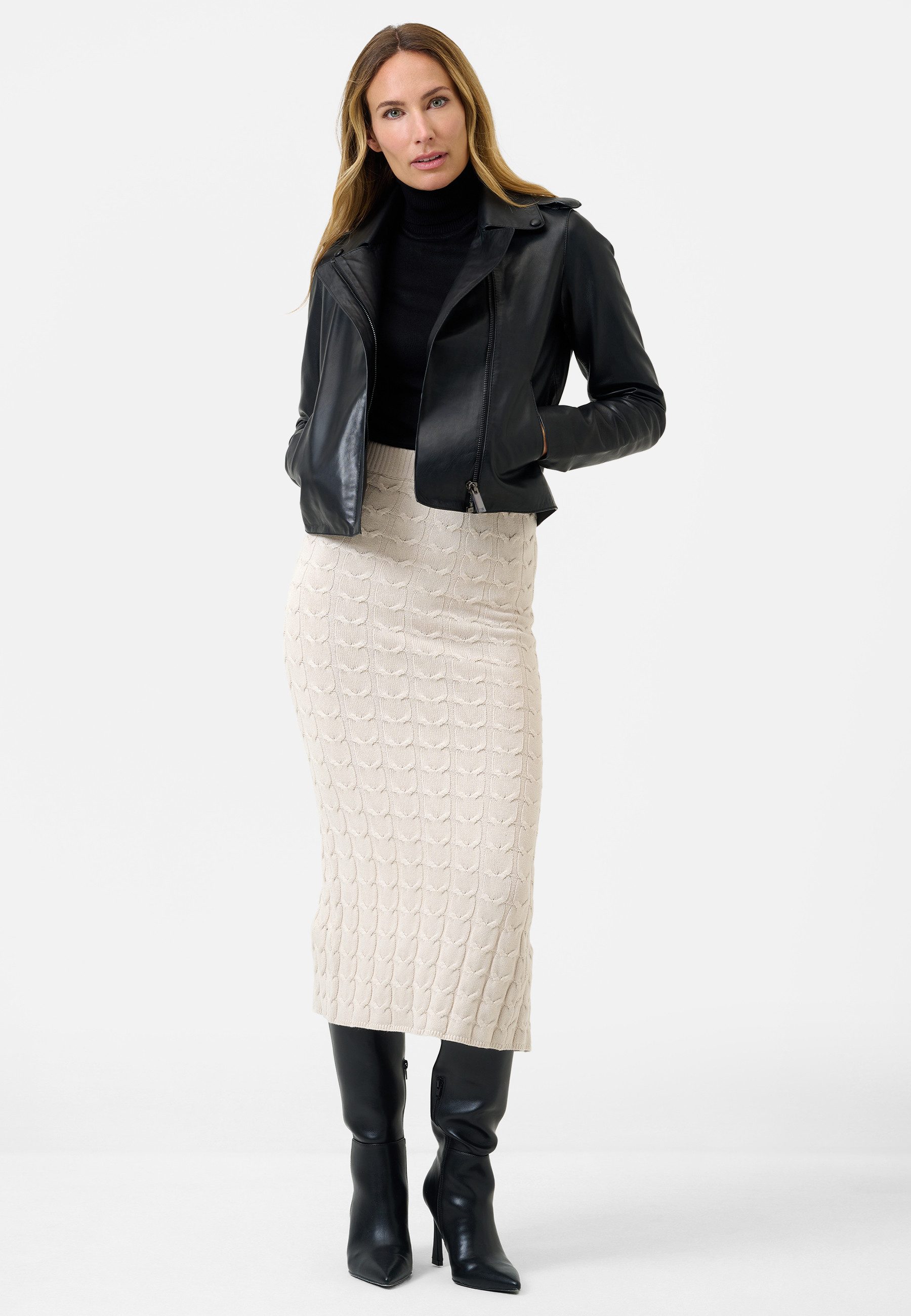 RICANO Lederjacke Juana Lederjacke mit Hemdkragen und Schulterklappen günstig online kaufen