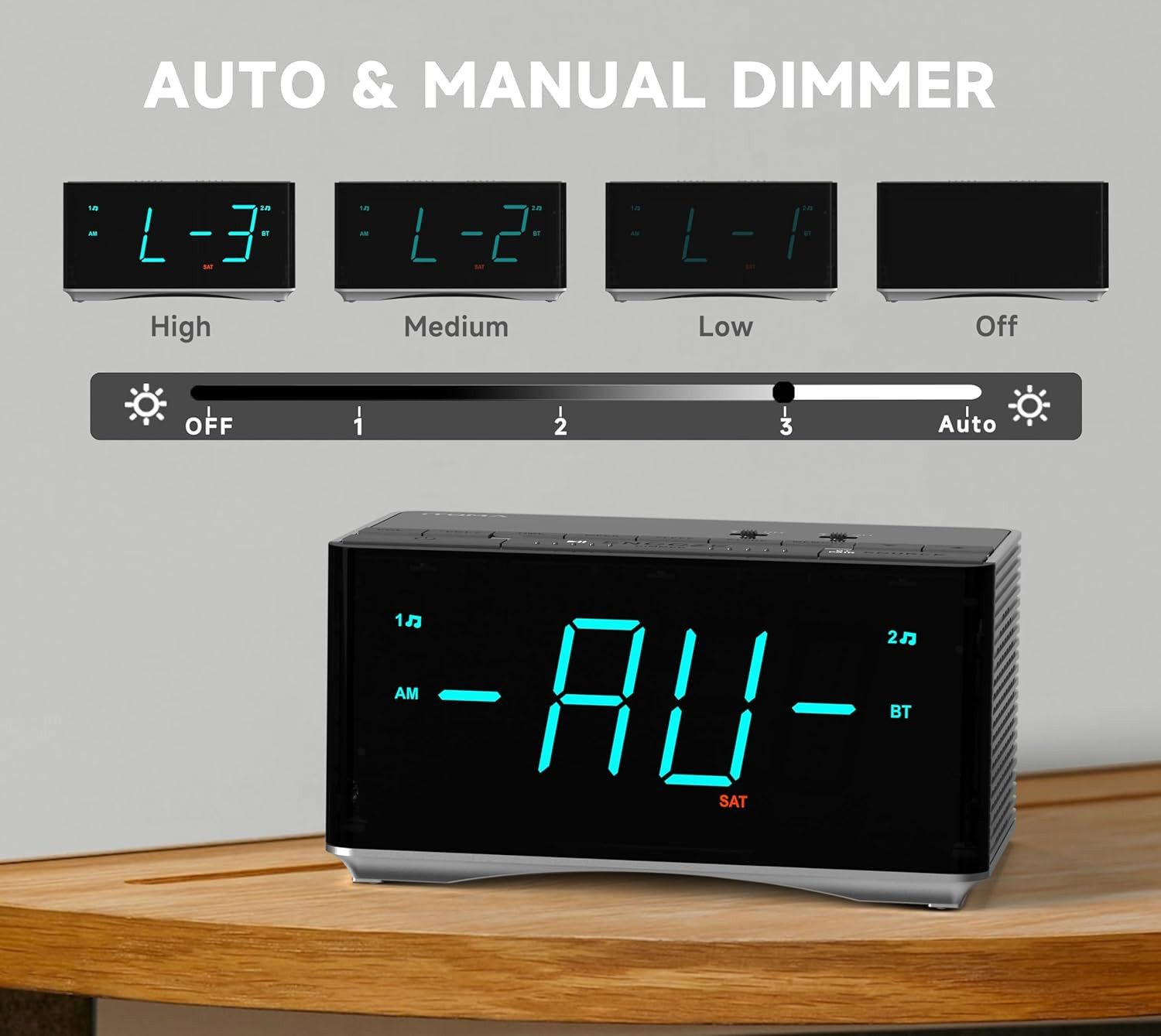 iTOMA Radiowecker Bluetooth Radiowecker mit FM-Radio, USB-Ladeanschluss & Dual-Alarm Bluetooth FM-Radio 20 Speicherplätzen, Sleep-Timer – Bild 5 von 5