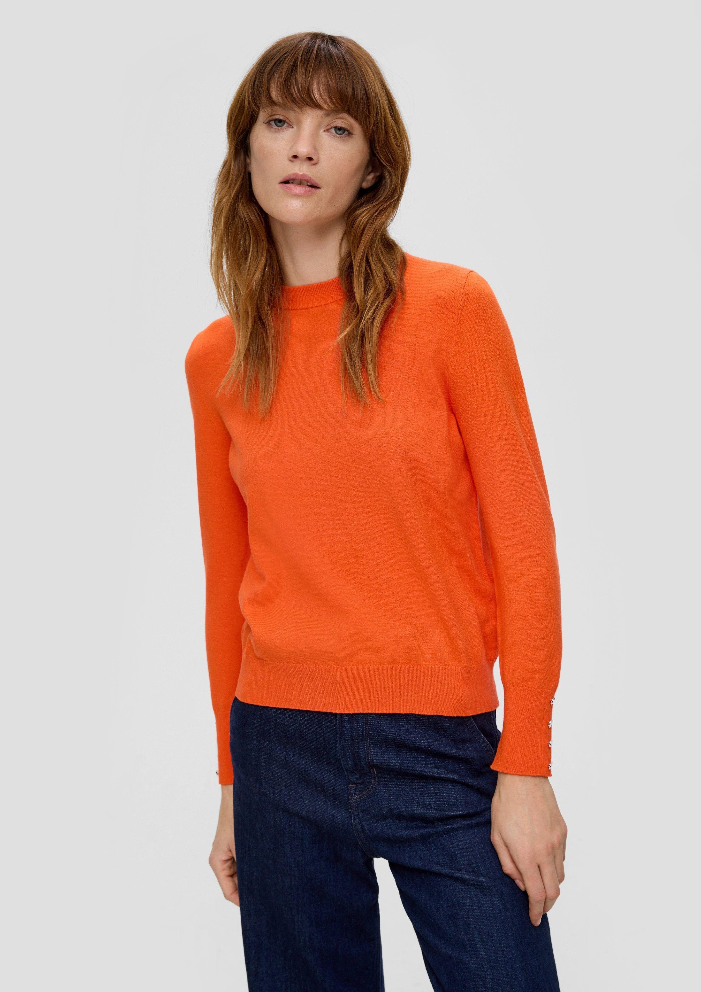 s.Oliver Strickpullover Feinstrickpullover mit Zierknöpfen Zierknopf günstig online kaufen