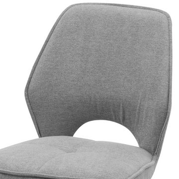 Lomadox Polsterstuhl AMSTERDAM-119, Esszimmerstuhl Stuhl Esszimmer grau Gestell drehbar schwarz 48x89x60cm