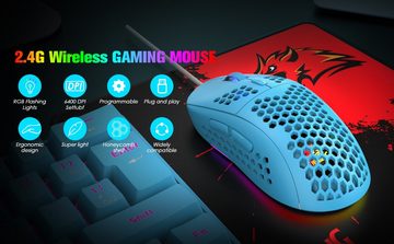 ZIYOU LANG RGB-Hintergrundbeleuchtung Tastatur- und Maus-Set, mit aufgehängten Tastenkappen.Reduziert Fingerermüdung langem Gebrauch