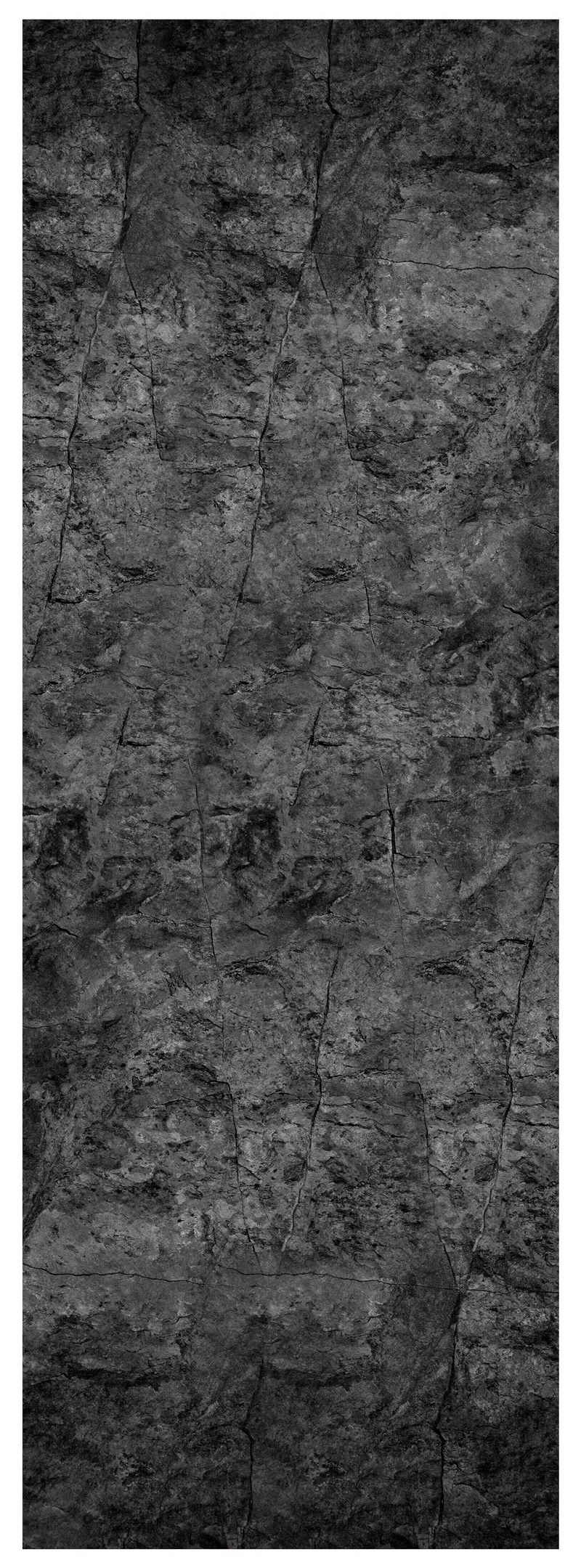 wandmotiv24 Türtapete schwarze Steinmauer, Risse, dunkel, glatt, Fototapete, Wandtapete, Motivtapete, matt, selbstklebende Dekorfolie