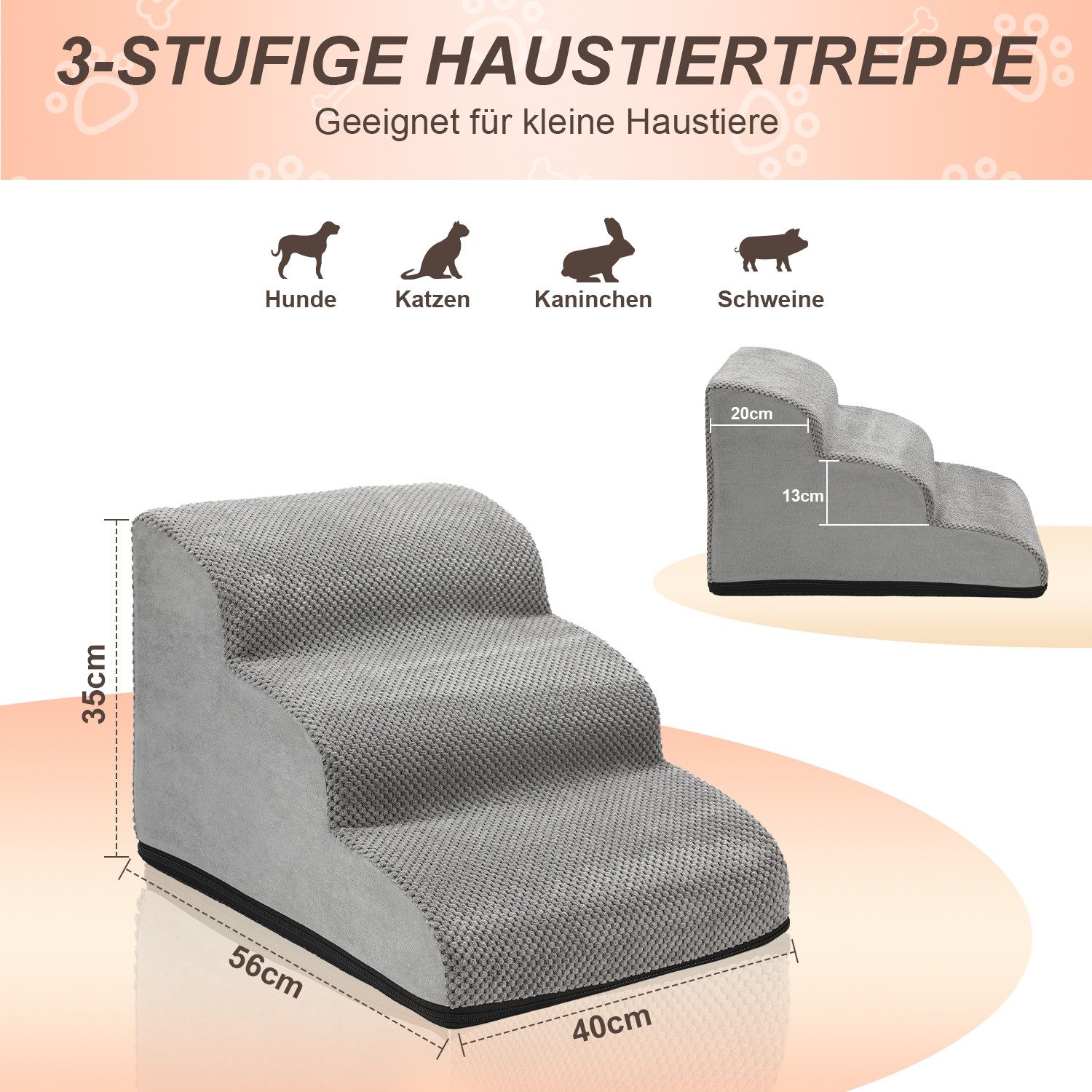 Clanmacy Haustiertreppe Hunderampe Hundetreppe 3 Stufen günstig online kaufen