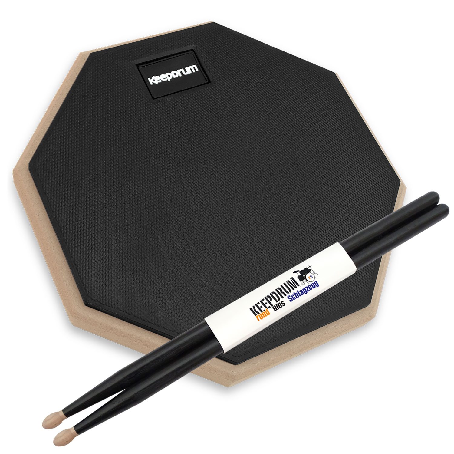 keepdrum Schlagzeug keepdrum Übungspad DP-BK8 schwarz 8 Zoll mit Drumsticks 5BB 1 Paar,Übungspad, Übungspad, Vorteils-Set mit Drumsticks 5BB 1 Paar