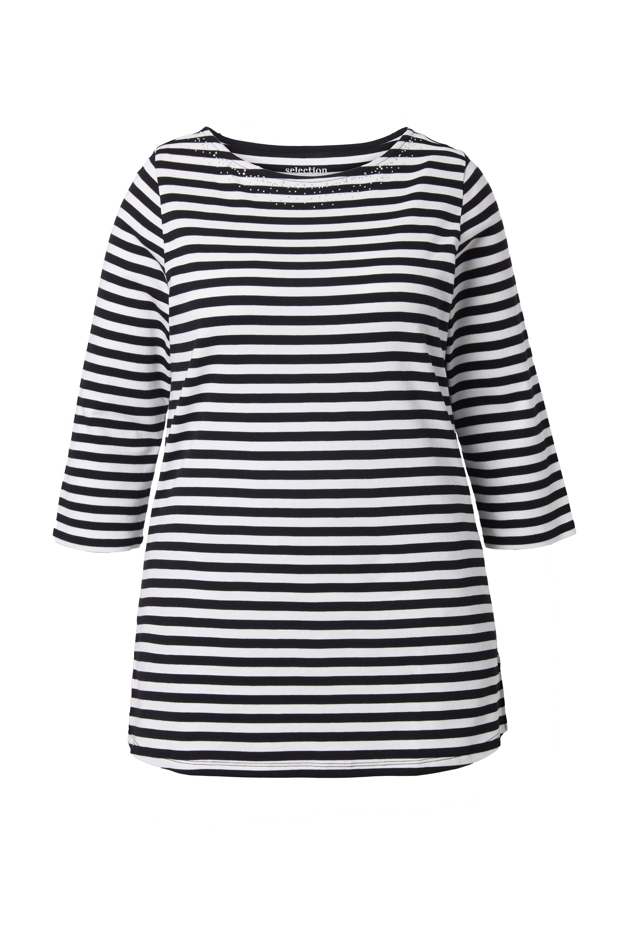 T-Shirt Ringelshirt Rundhals-Ausschnitt 3/4-Arm