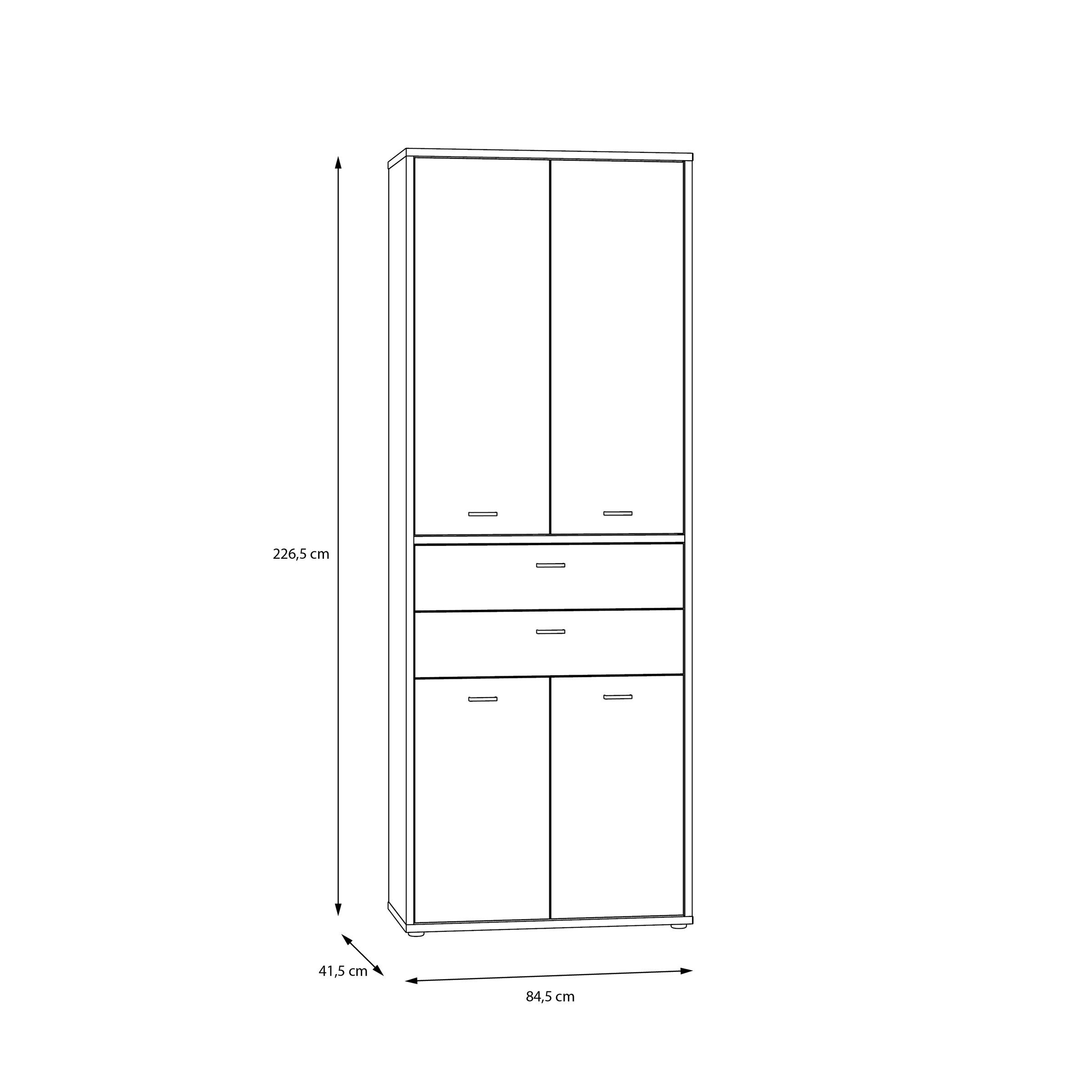 Aktenschrank Schubladen in 84,5x226,5x41,5 Ice cm) Eiche mit freiraum Türen und Valley 2 Flagstaff 4 (BxHxT: