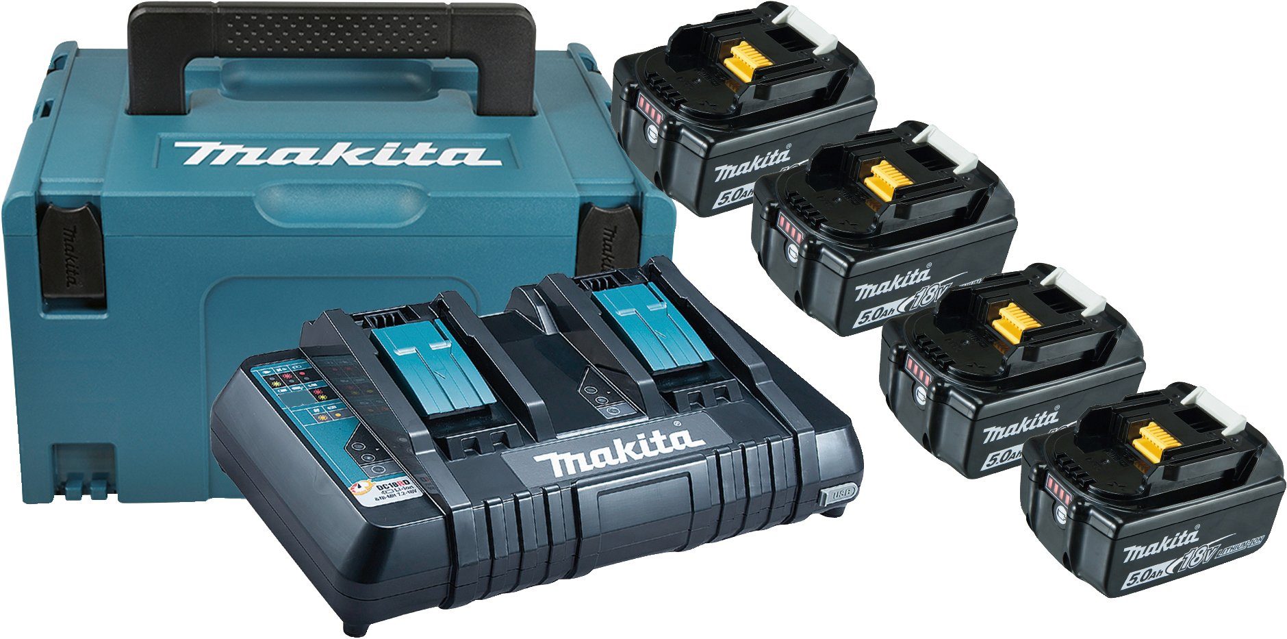 MAKITA Akku-Set »Power Source Kit«, 4 Akkus (18 V, 5 Ah) und Ladegerät .