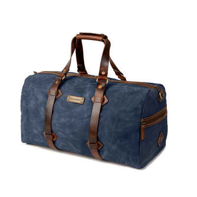 DRAKENSBERG Reisetasche Weekender »Cody« Ozean-Blau, wetterfeste Vintage Sportasche aus gewachstem Canvas und Leder