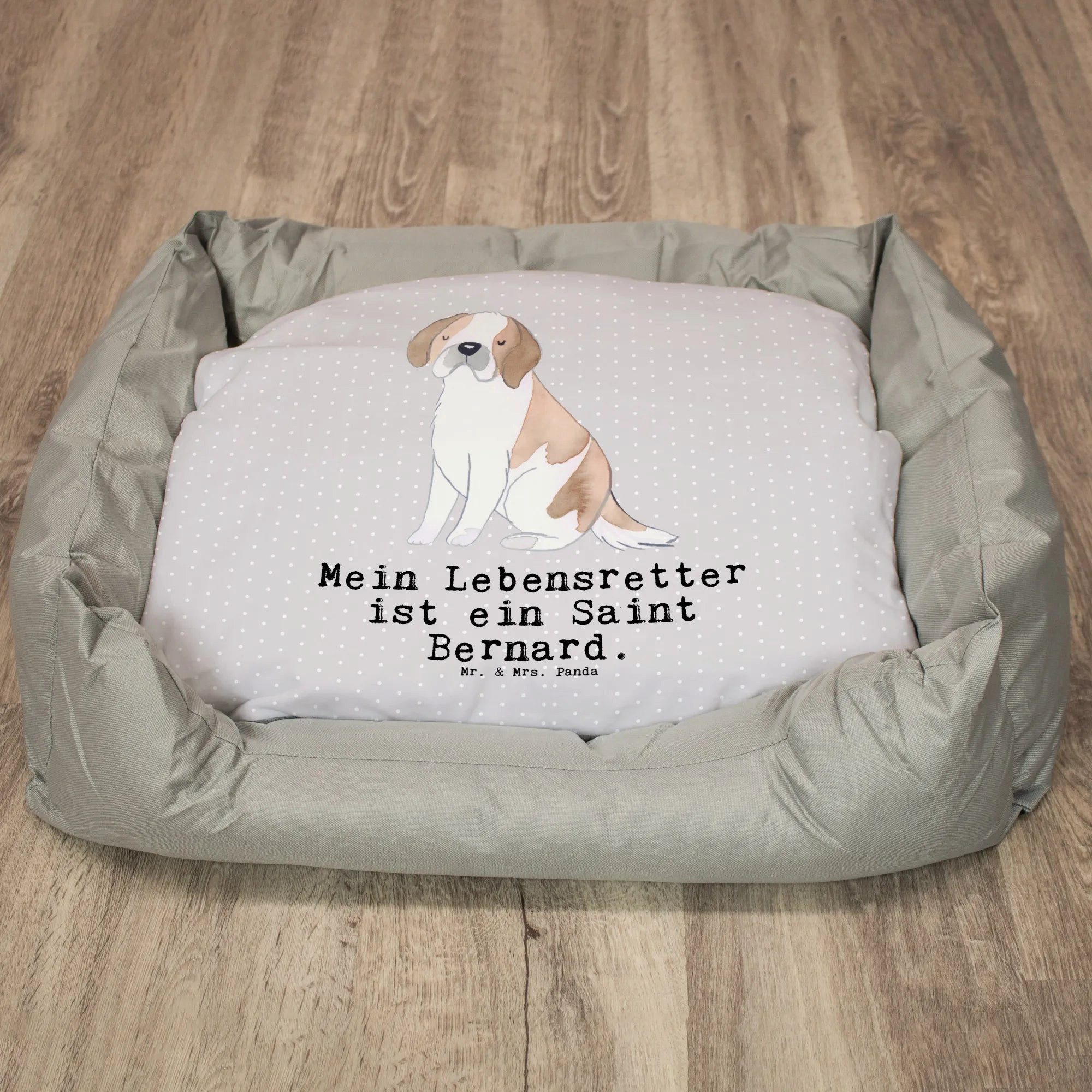 Thumbnail - Mr. & Mrs. Panda Tierbett Saint Bernard Lebensretter - Grau Pastell - Geschenk, Tierfreund, Sch, Modernes Design