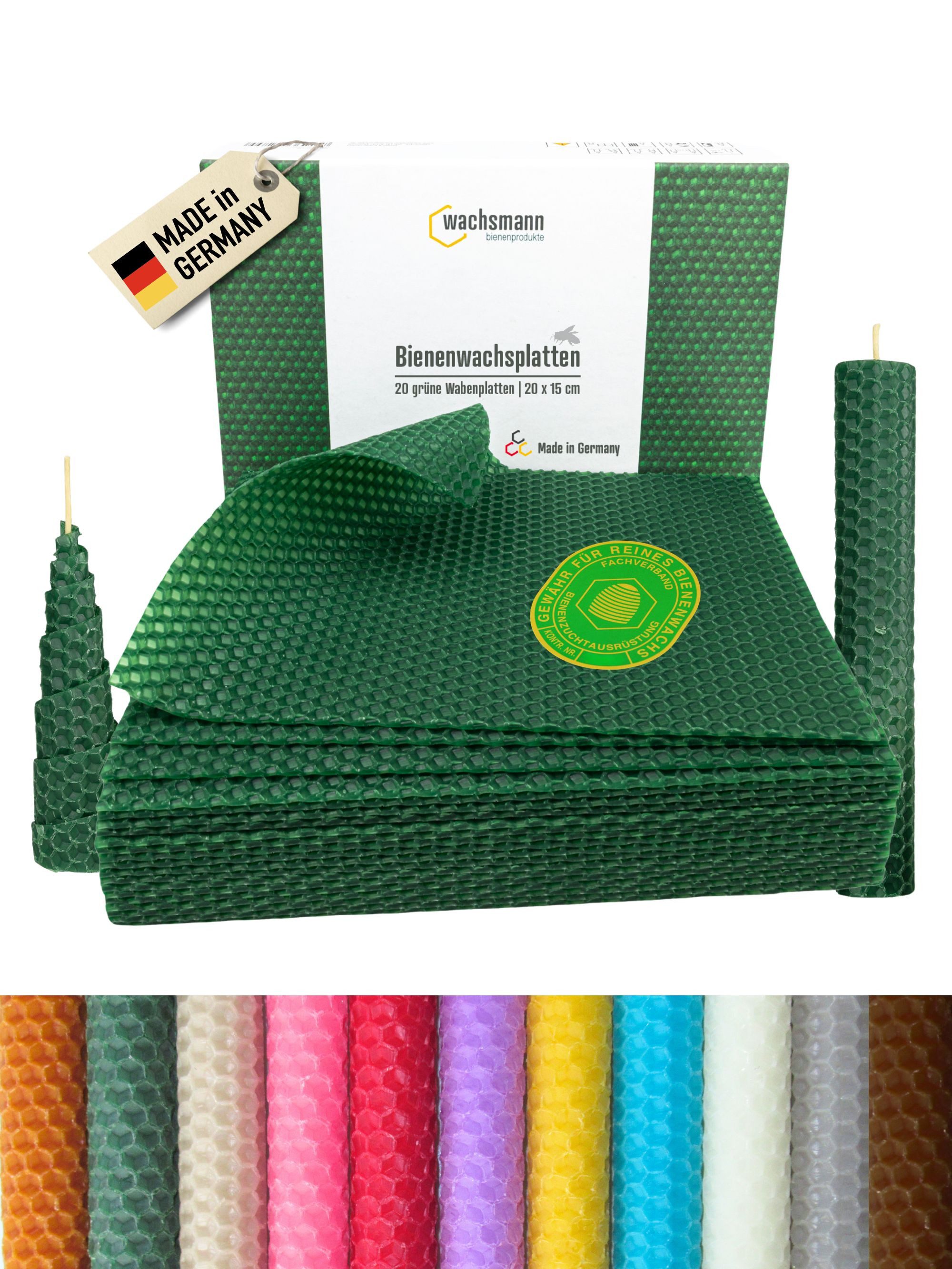 Wachsmann Bienenprodukte Ремеслоaturmaterial Bienenwachsplatten, 20 x 15 cm, 20 Stück, 100% echtes Bienenwachs