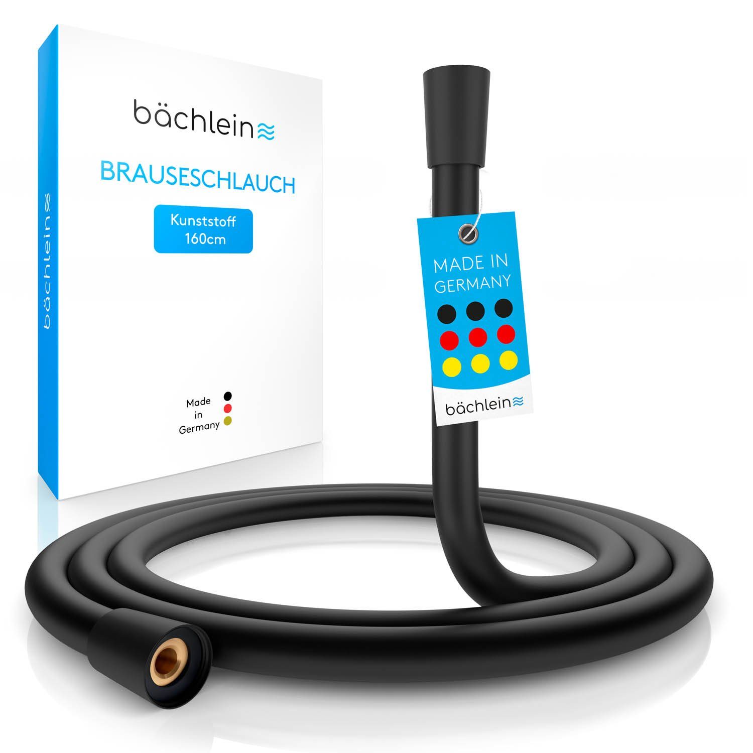 Bächlein Brauseschlauch Hochwertiger Duschschlauch, (Schwarz), knick- und abriebfester Wasserschlauch aus Kunststoff, made in Germany