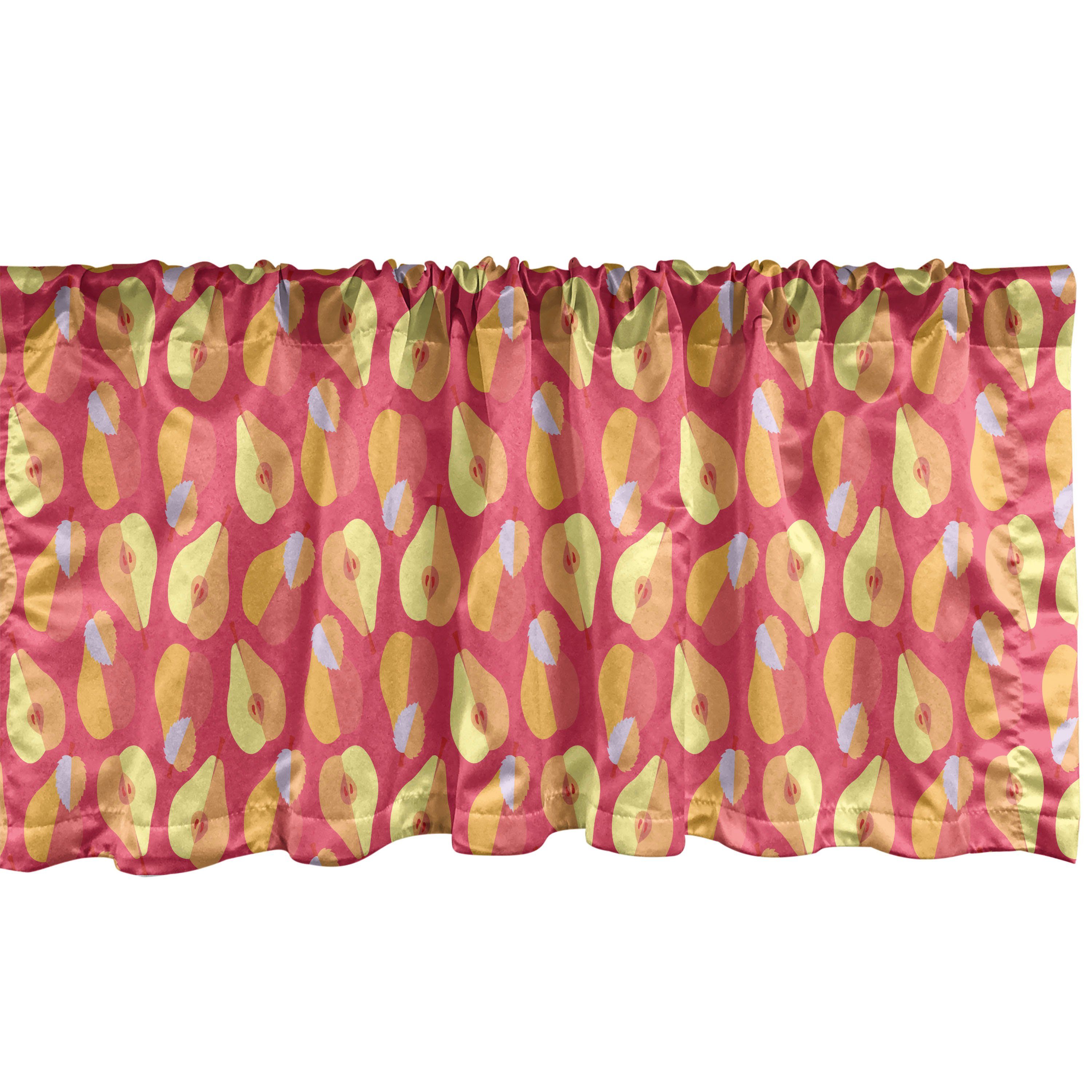 Scheibengardine Vorhang Volant für Küche Schlafzimmer Dekor mit Stangentasche, Abakuhaus, Microfaser, Obst Warm Tone Frische Birne Früchte
