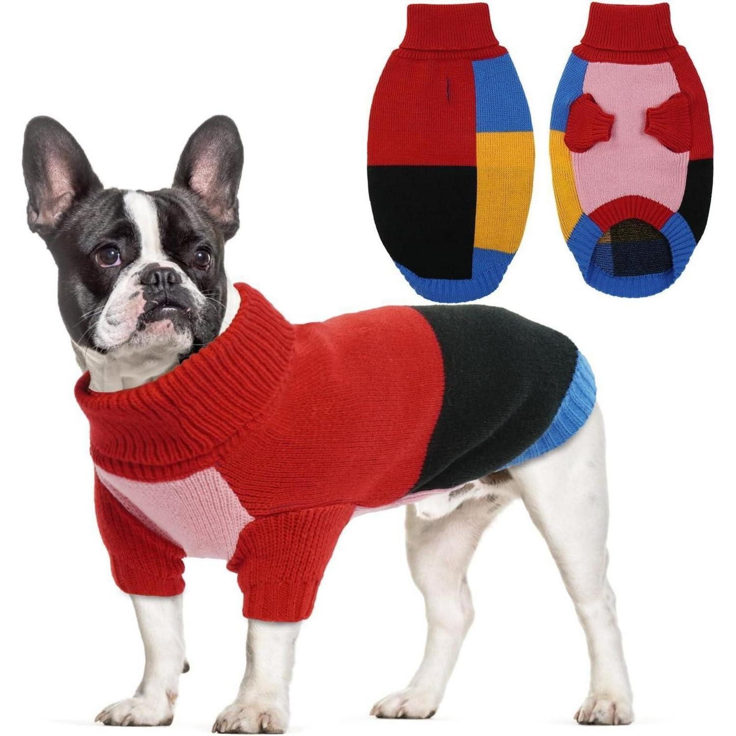 Hjumarayan Hundepullover Hundepullover Rollkragen Mittelgroße Hunde Farbblockierung Beine Warm