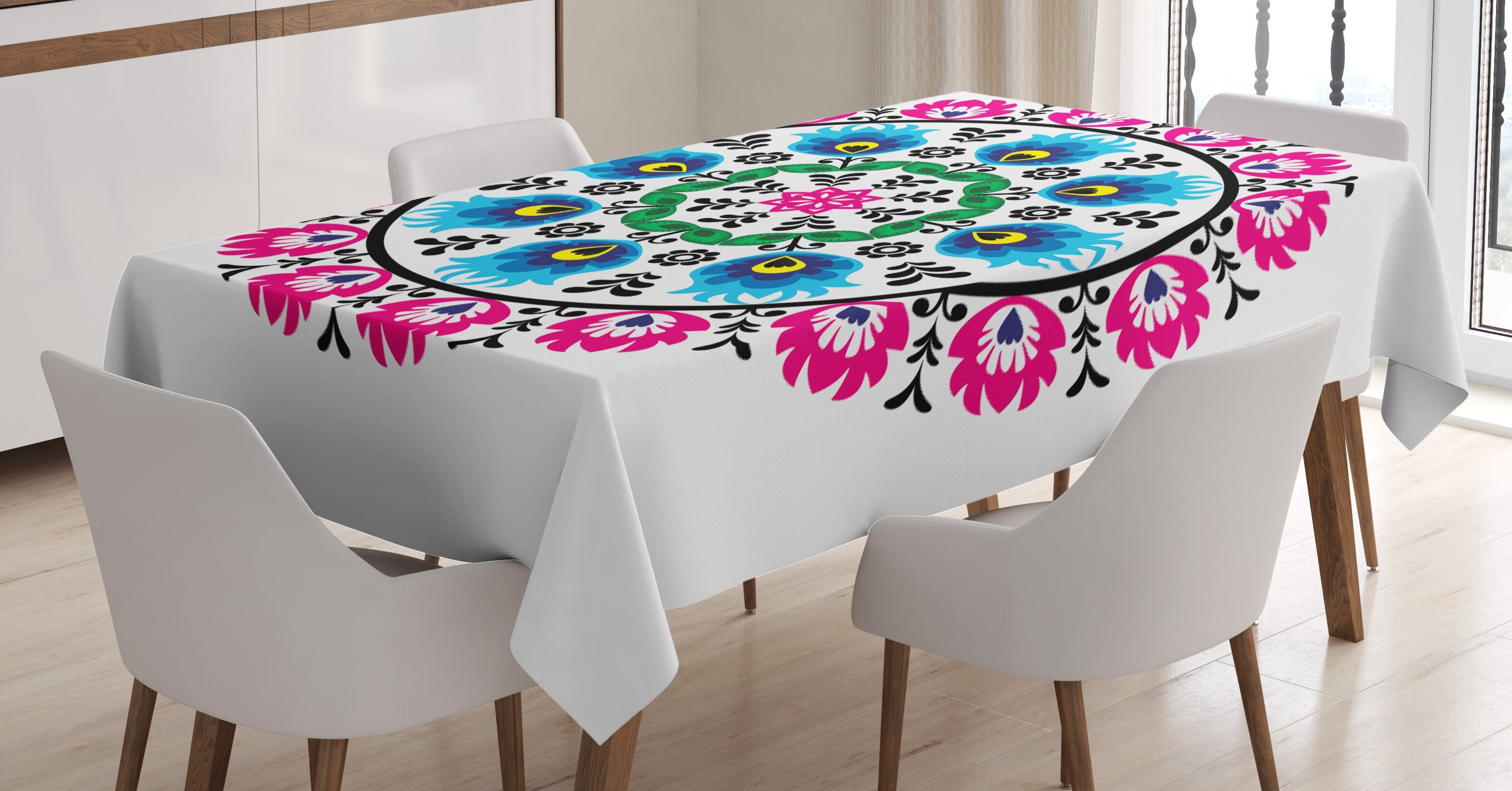 Circular Farbfest Farben, Klare Slav Bereich Außen den Polnische Volkskunst Abakuhaus Motiv geeignet Waschbar Tischdecke Für