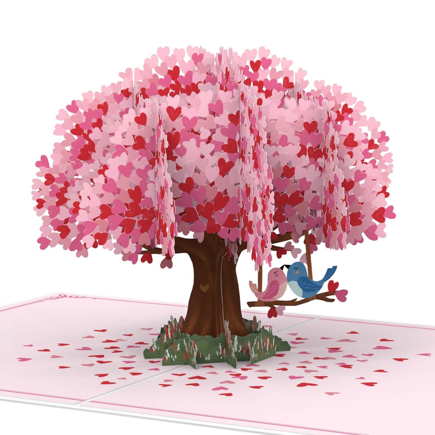 papercrush Glückwunschkarte Herzbaum mit Turteltauben Pop-Up Karte, 3D Hochzeitskarte, Handgemacht, Lasergeschnitten, Pop-Up