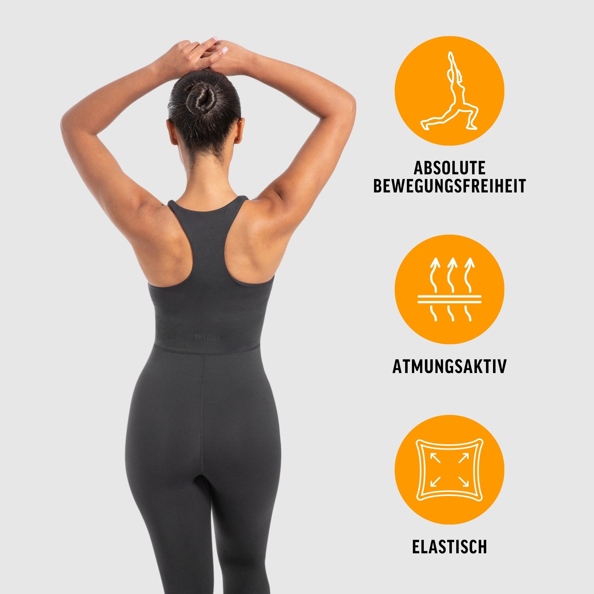 Smilodox Jumpsuit Ilva, ärmelloser Einteiler lang, Overall mit Shaped Fit atmungsaktiver elastischer Sportanzug, Ganzkörperanzug Sport Fitness