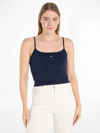 Tommy Jeans Spaghettitop Crop Essential Strap Tank Top, kurz mit verstellbaren Spaghettiträgern Marken Logo