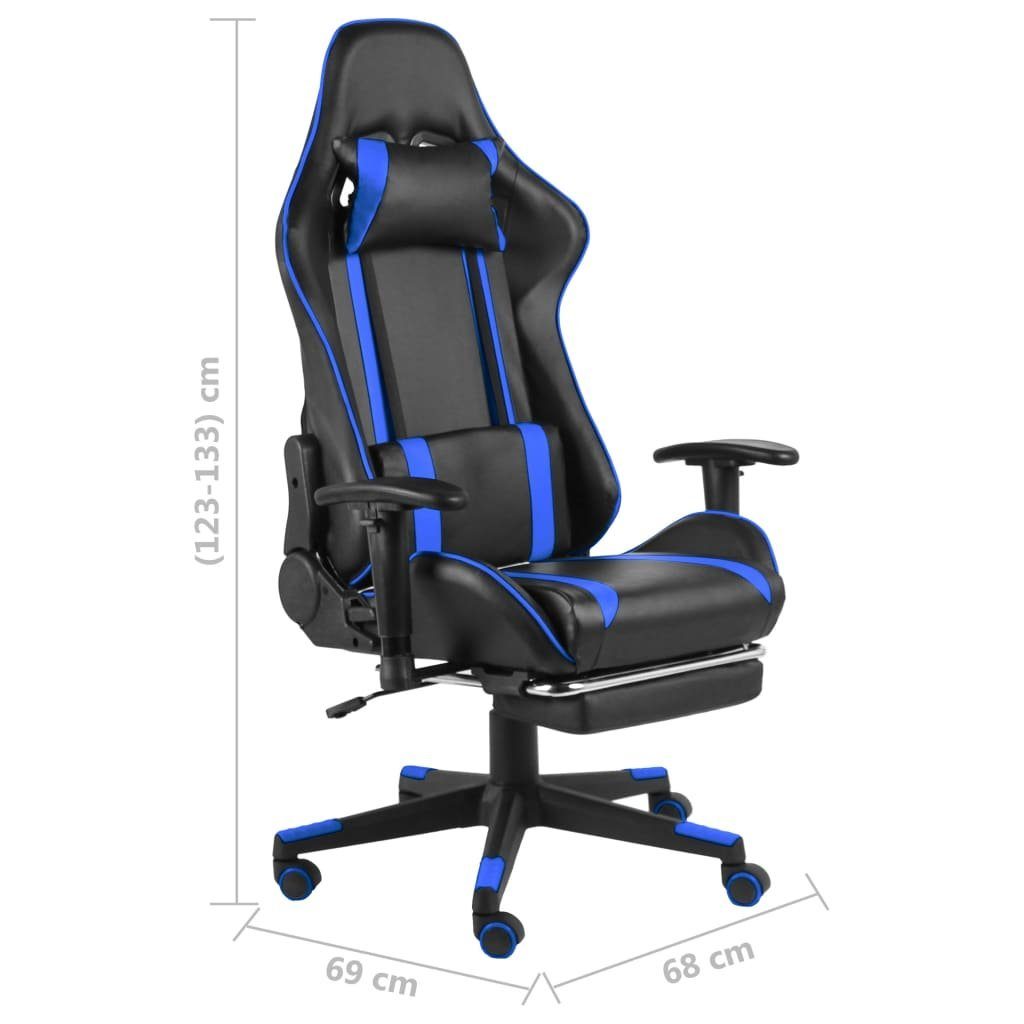 Bürostuhl vidaXL mit Fußstütze Blau Drehbar PVC Gaming-Stuhl