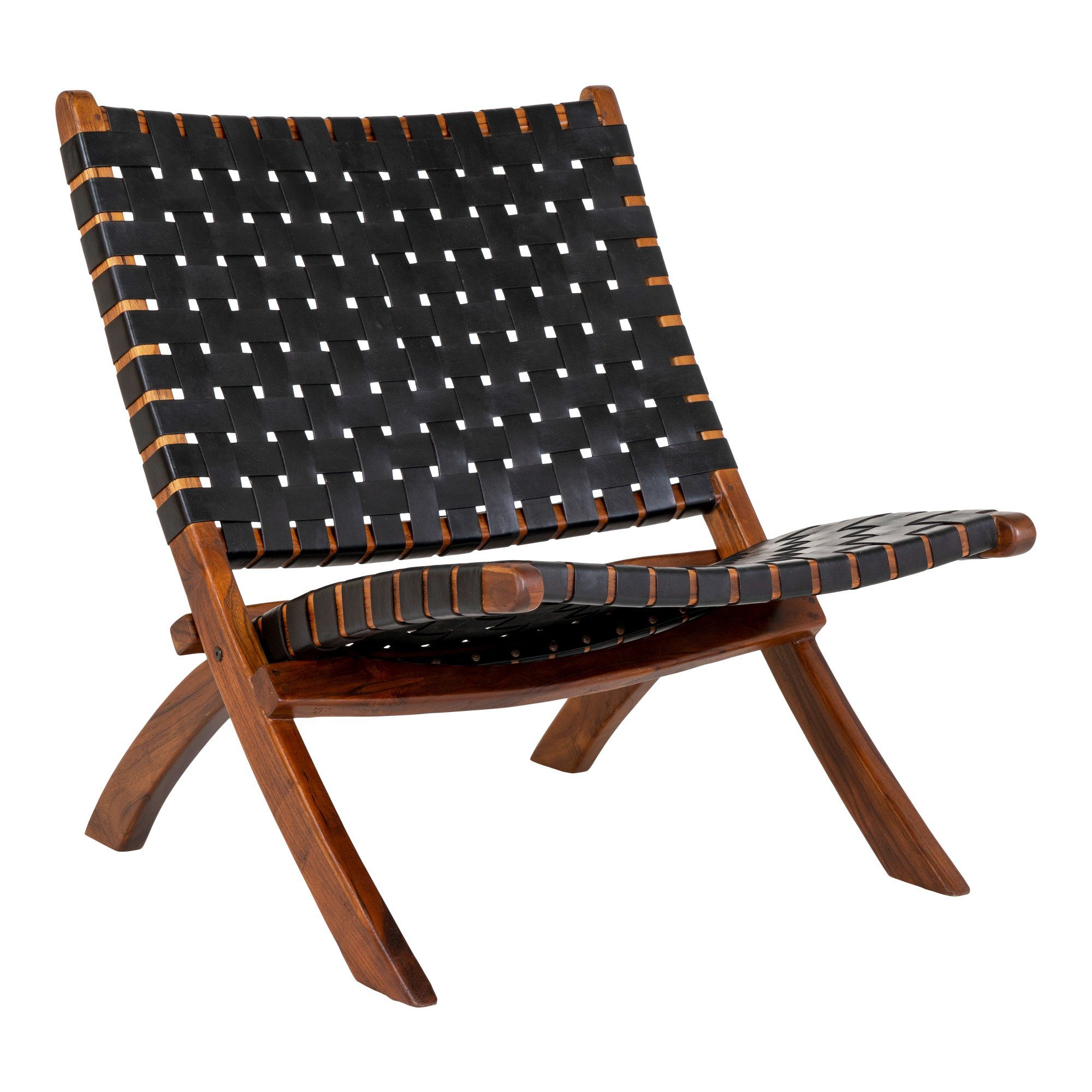 LebensWohnArt Stuhl Lounge Leder schwarz Klapp-Stuhl ANO