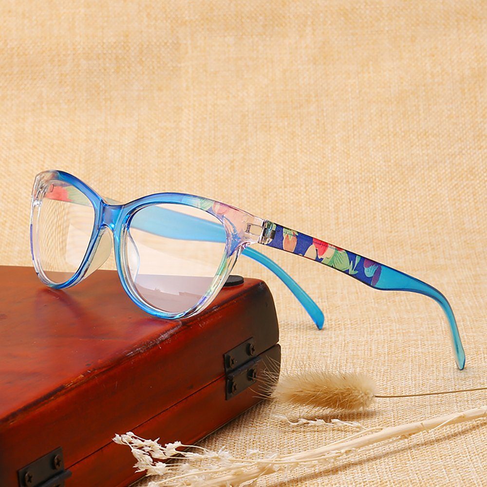 presbyopische Rahmen blaue Lesebrille bedruckte Mode PACIEA anti Gläser braun
