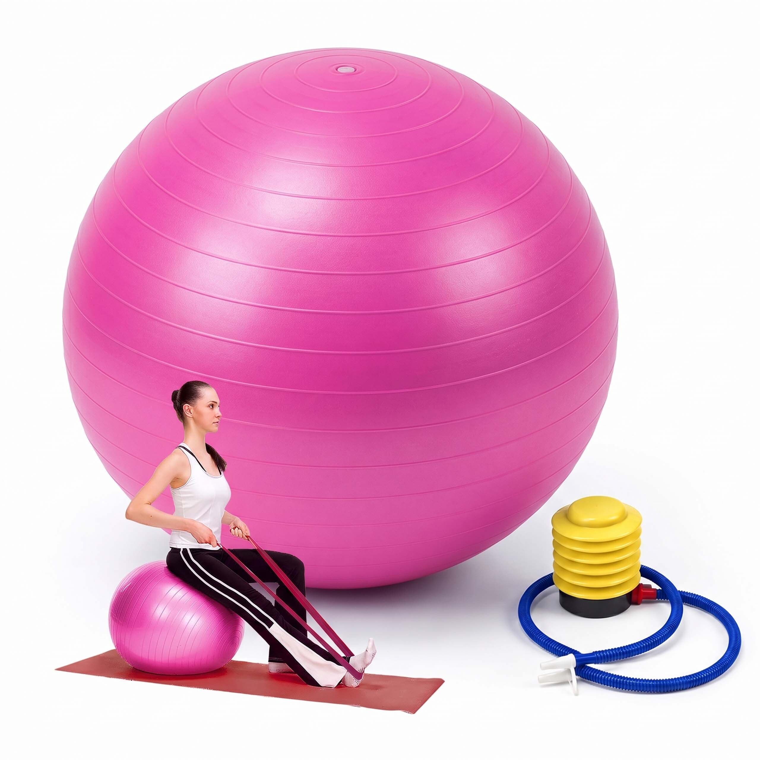 relaxdays Gymnastikball mit Luftpumpe (3-St), Pink, Ø 65 cm