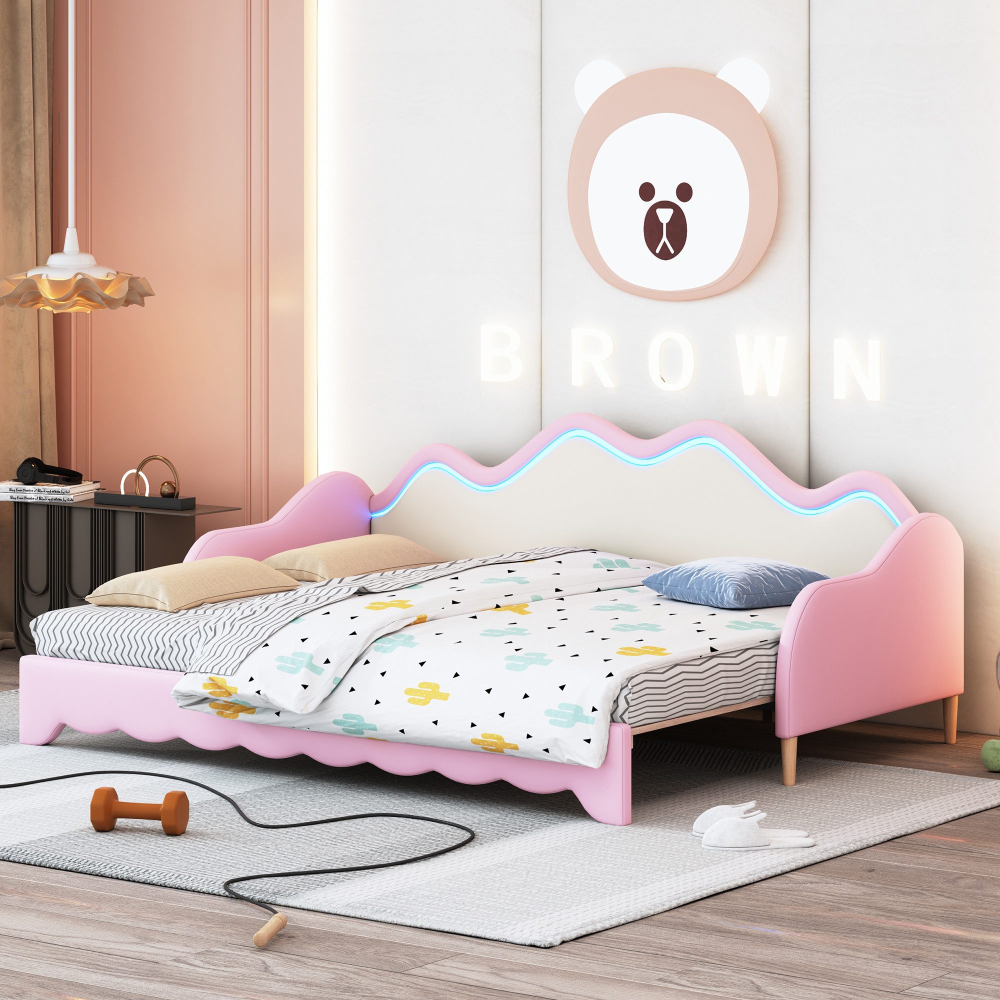 MODFU Schlafsofa 2-in-1 Multifunktions-Polsterbett, Kinderbett aus Kunstled günstig online kaufen