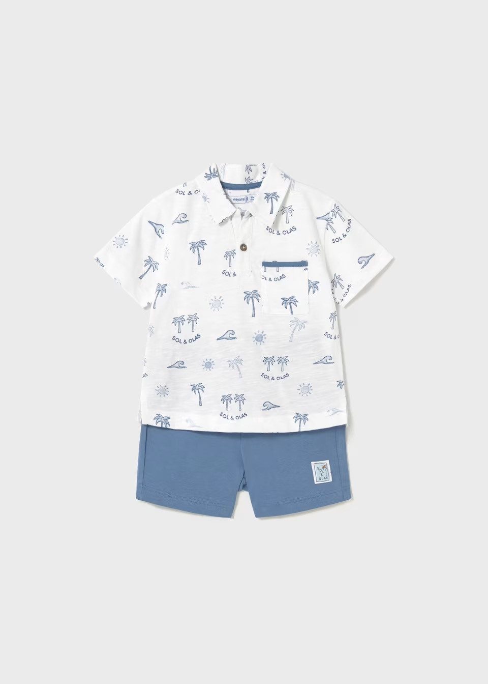 Mayoral Бермуды Set aus Бермуды und Poloshirt mit Motivdruck für Baby (165735)