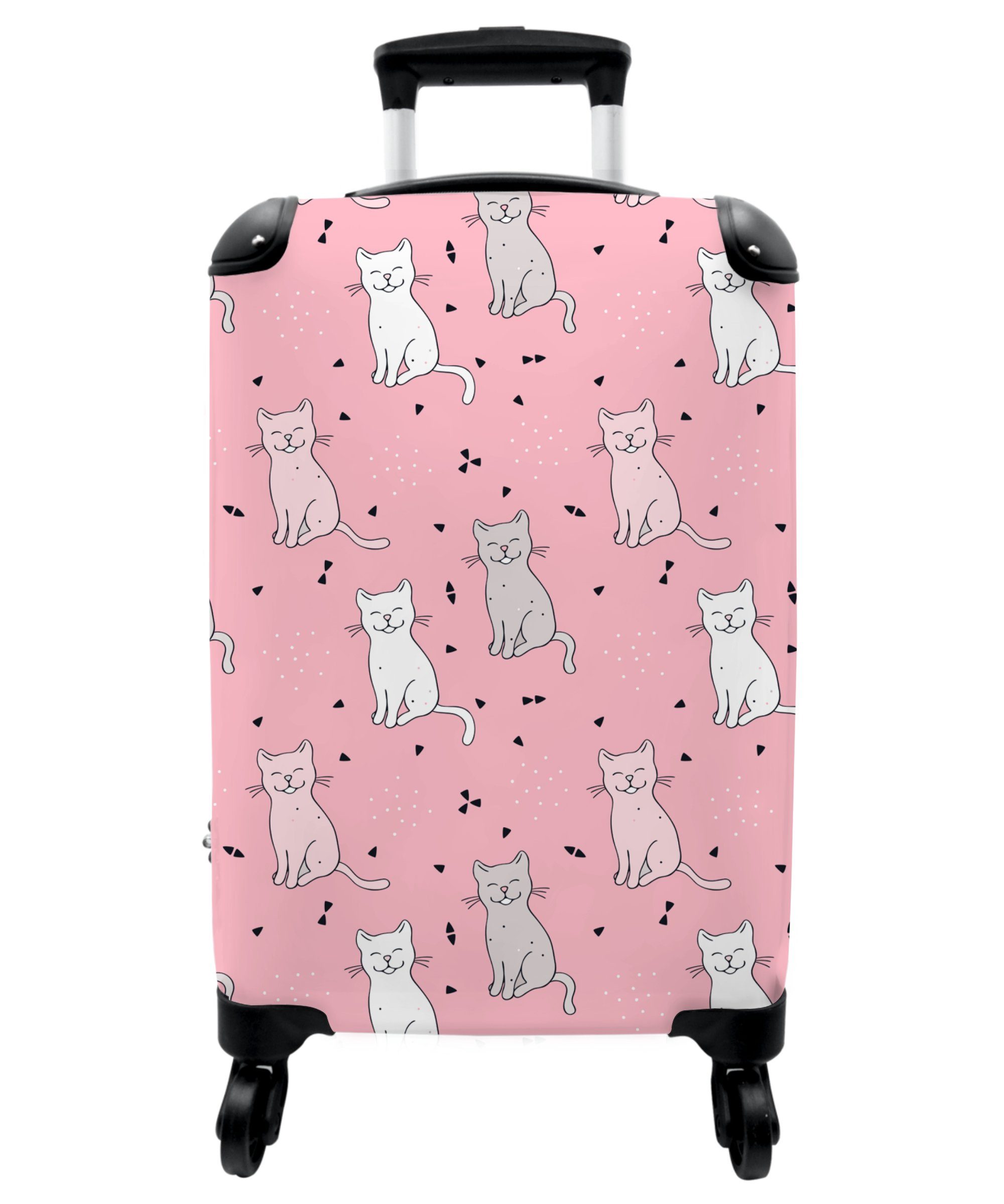 4 rollen, für Ferien, Rollen, Kinderkoffer NoBoringSuitcases.com© Koffer Kindertrolley, Handgepäck Haustiere, - Rosa Katze - mit 55x35x20cm Muster - Reisetasche Katze -