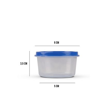 Bestlivings Vorratsdose Dose mit farbigen Deckel, Kunststoff, (4-tlg), Aufbewahrungsdosen 50ml - Mini Frischhalte mit Deckel Ø6cm x 3,5cm