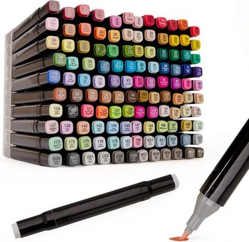 MAQETARA Products Filzstift 120 Farben Filzstifte Set Dual Pen Twin Marker Stifte für Kinder, Malstifte für Kinder, Brush Pen, Permanent Marker inkl. Tragetasche