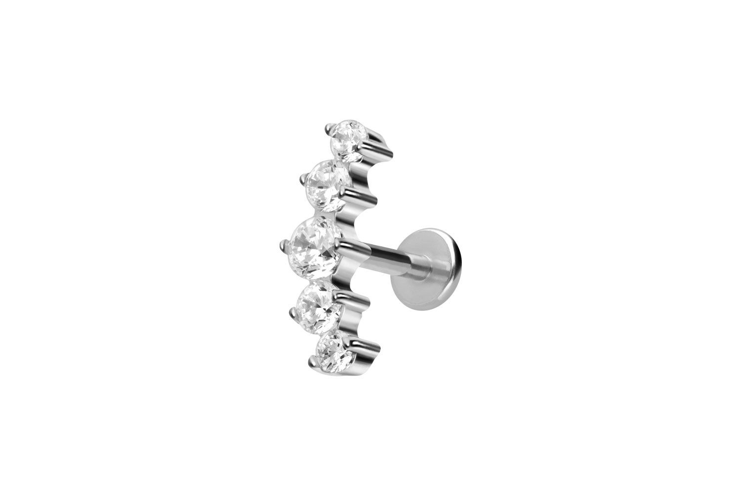 PIERCINGLINE Piercing-Set Titan Labret mit Innengewinde 5 EINGEFASSTE KRISTALLE (Labrets, 1-tlg)