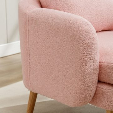 Odikalo Polsterstuhl Sofa-Sessel Einzelsofa Teddy-Samt mit Kissen Freizeitstuhl mehrfarbig