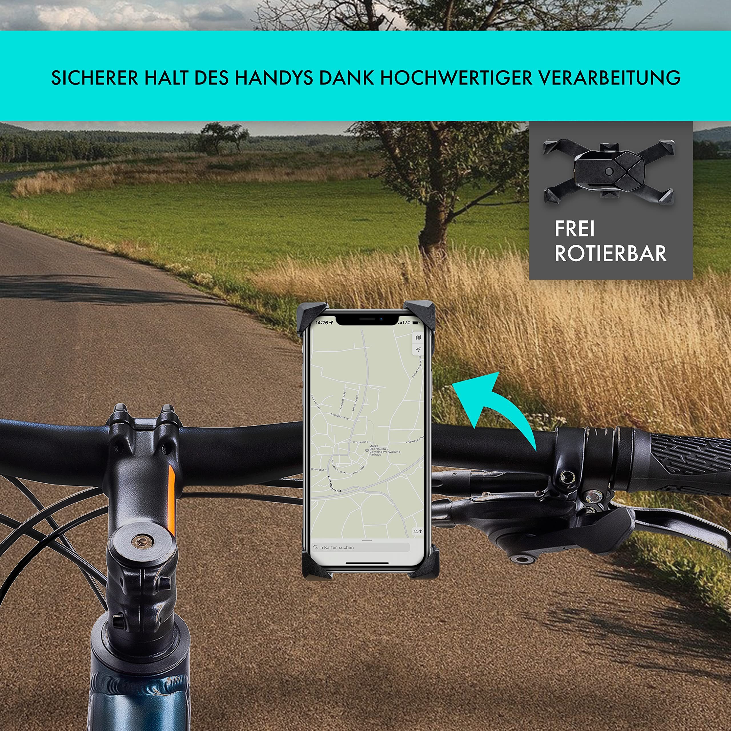 XiRRiX Handy-Halterung Fahrradhalterung Handy - universal Fahrrad Halterung für Smartphone, (4,7 - 7 Zoll (11,9 - 17,8 cm)