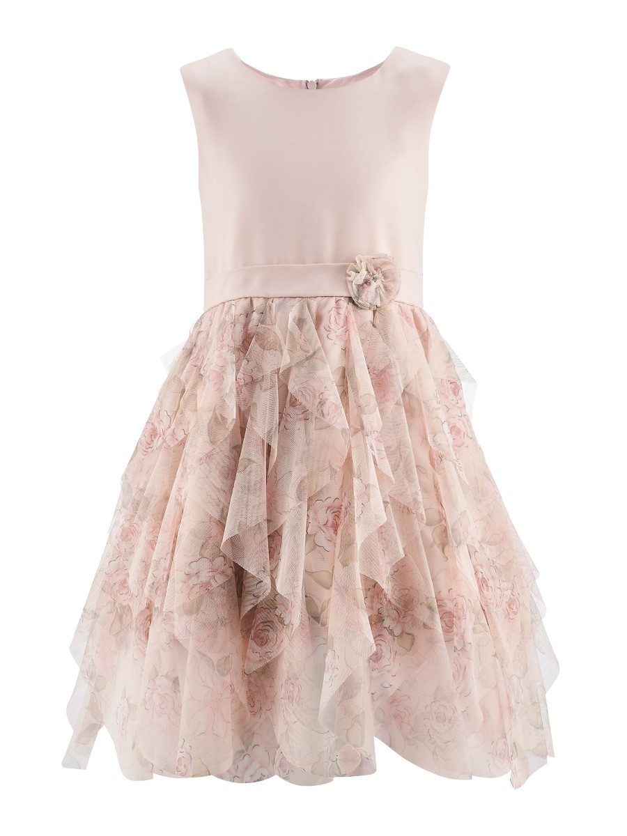 happy girls Zipfelkleid festliches Kleid Tüllrock Rosenmuster (1-tlg) mit Tüllrock