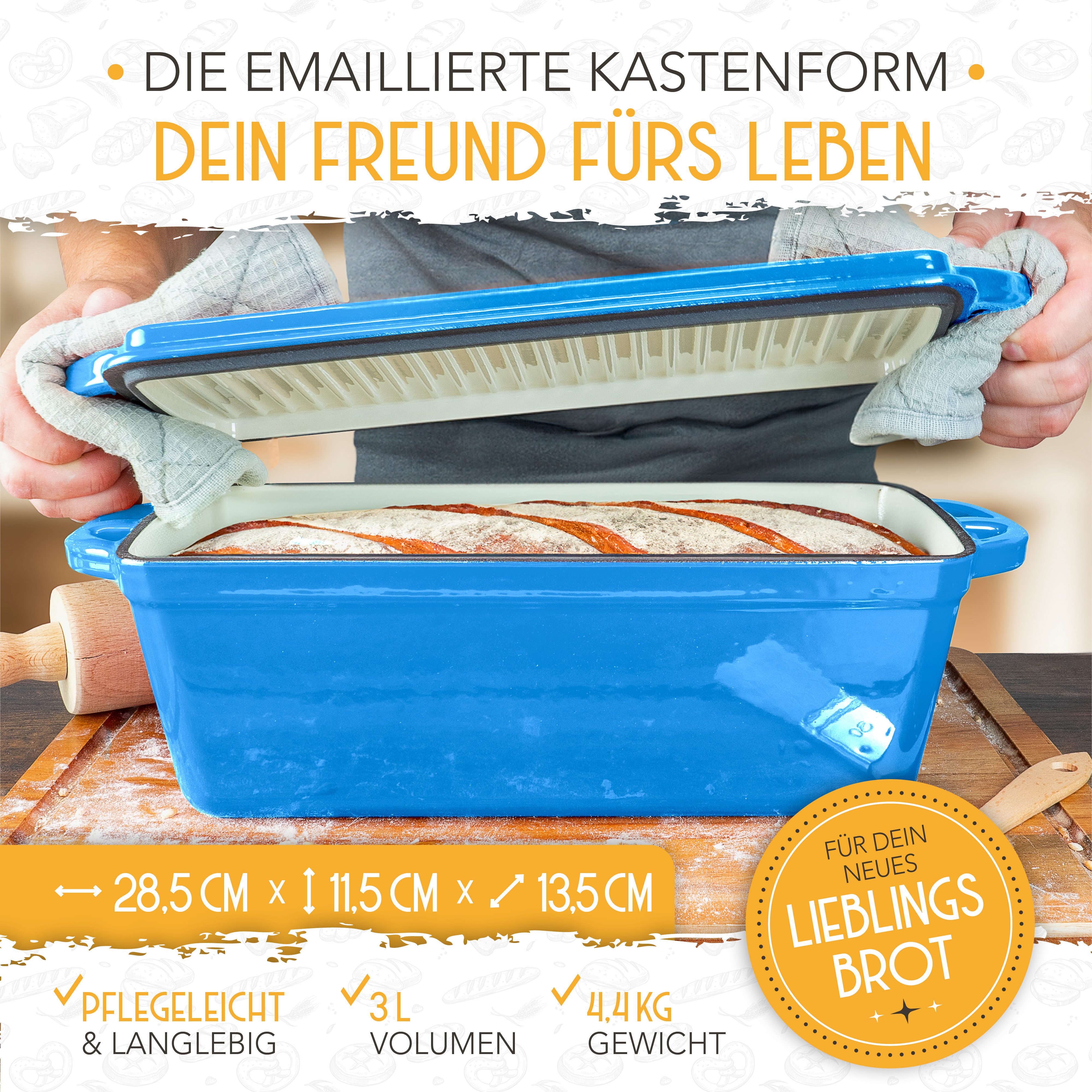 Krustenzauber Brotbackform Brotbackform Gusseisen Topf Brot Backen [inkl. Gärkorb] – Bild 5 von 5