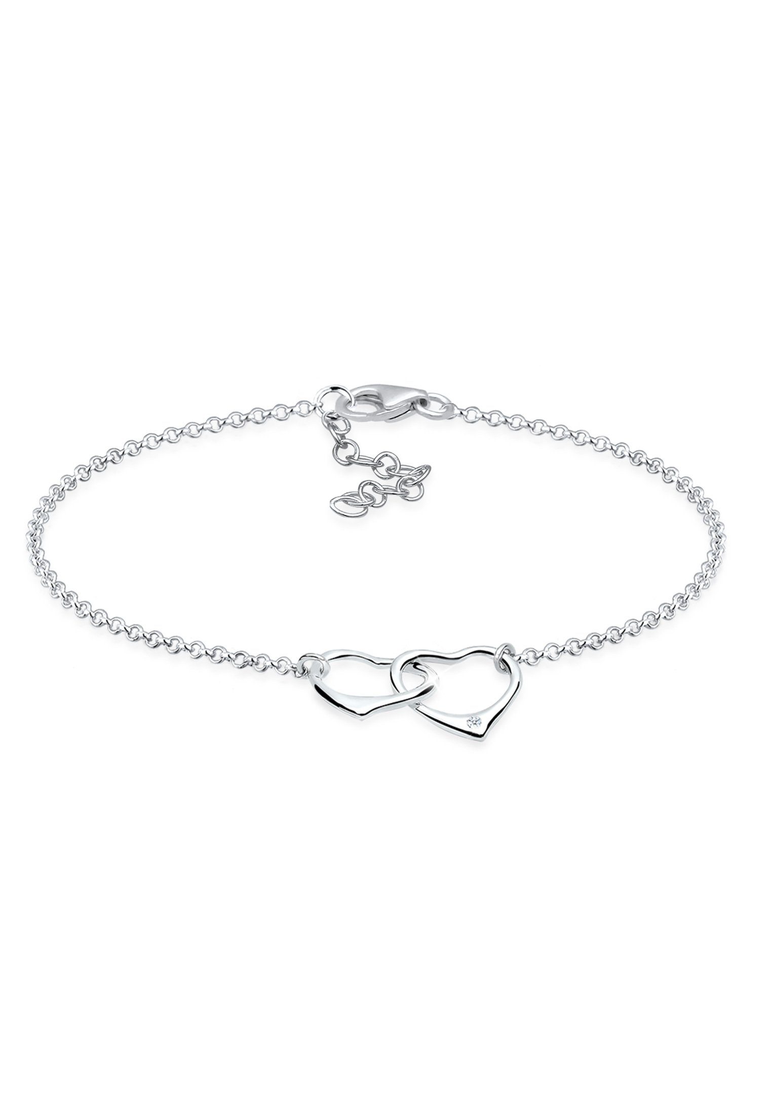 Armband Herz Diamant Weiß Brillantschliff (0.015 ct) 925 Sterling Silber