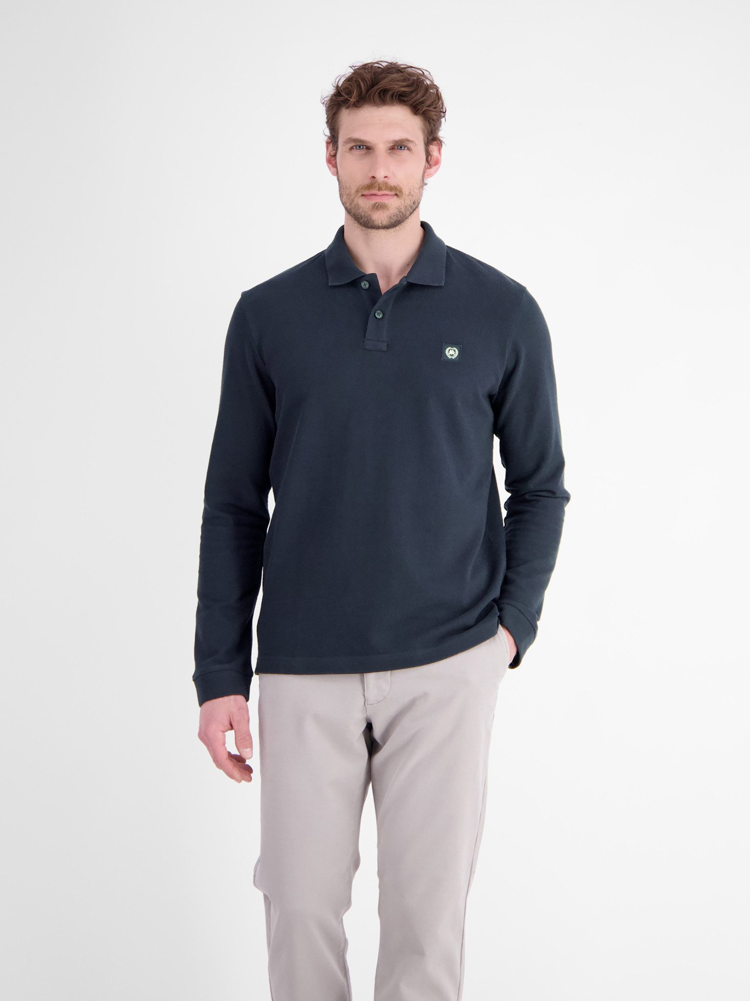 LERROS Langarm-Poloshirt FELPA Sweatshirt mit Knopfleiste