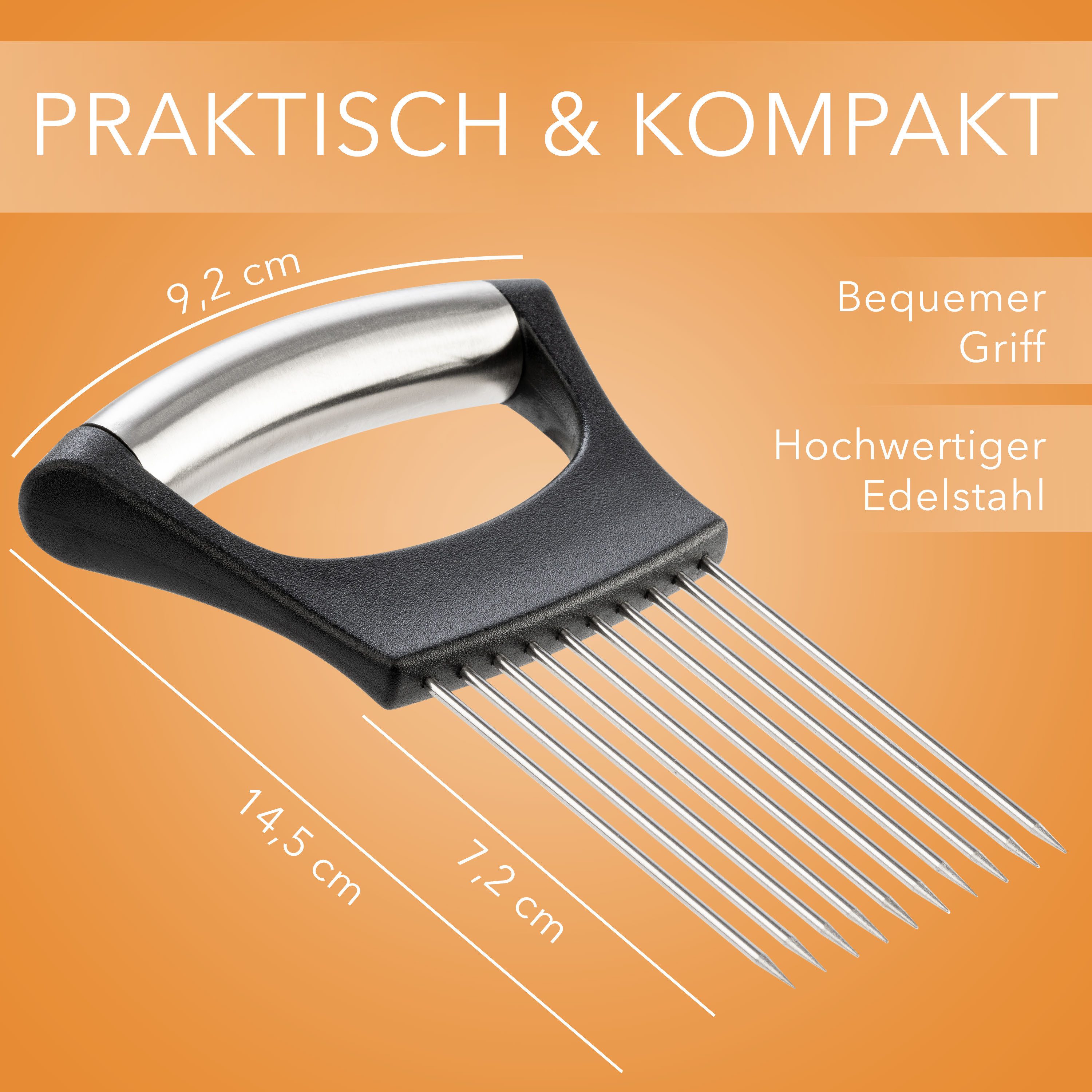 AVANA Gemüseschneider Zwiebelschneider Halter aus Edelstahl Zwiebel Gemüse Schneidehilfe, Zwiebelhalter zum Schneiden