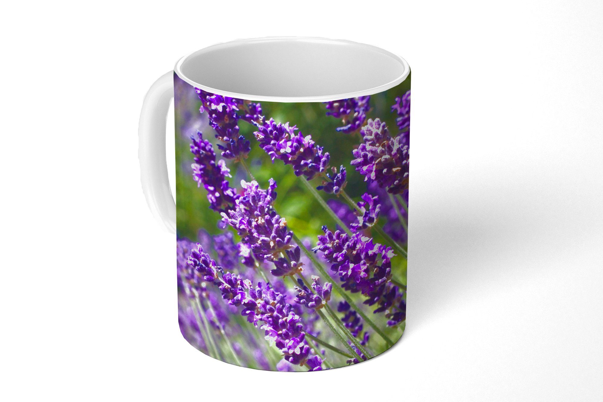 MuchoWow Tasse Leuchtend lila Lavendel in der Natur, Keramik, Kaffeetassen, Teetasse, Becher, Teetasse, Geschenk