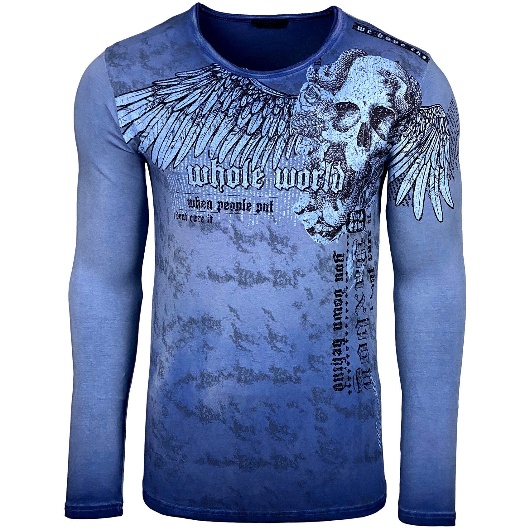 Baxboy Longshirt BAXBOY Herren Rundhals Longsleeve Langarmshirt Aufdruck Washed 709 – Bild 2 von 5